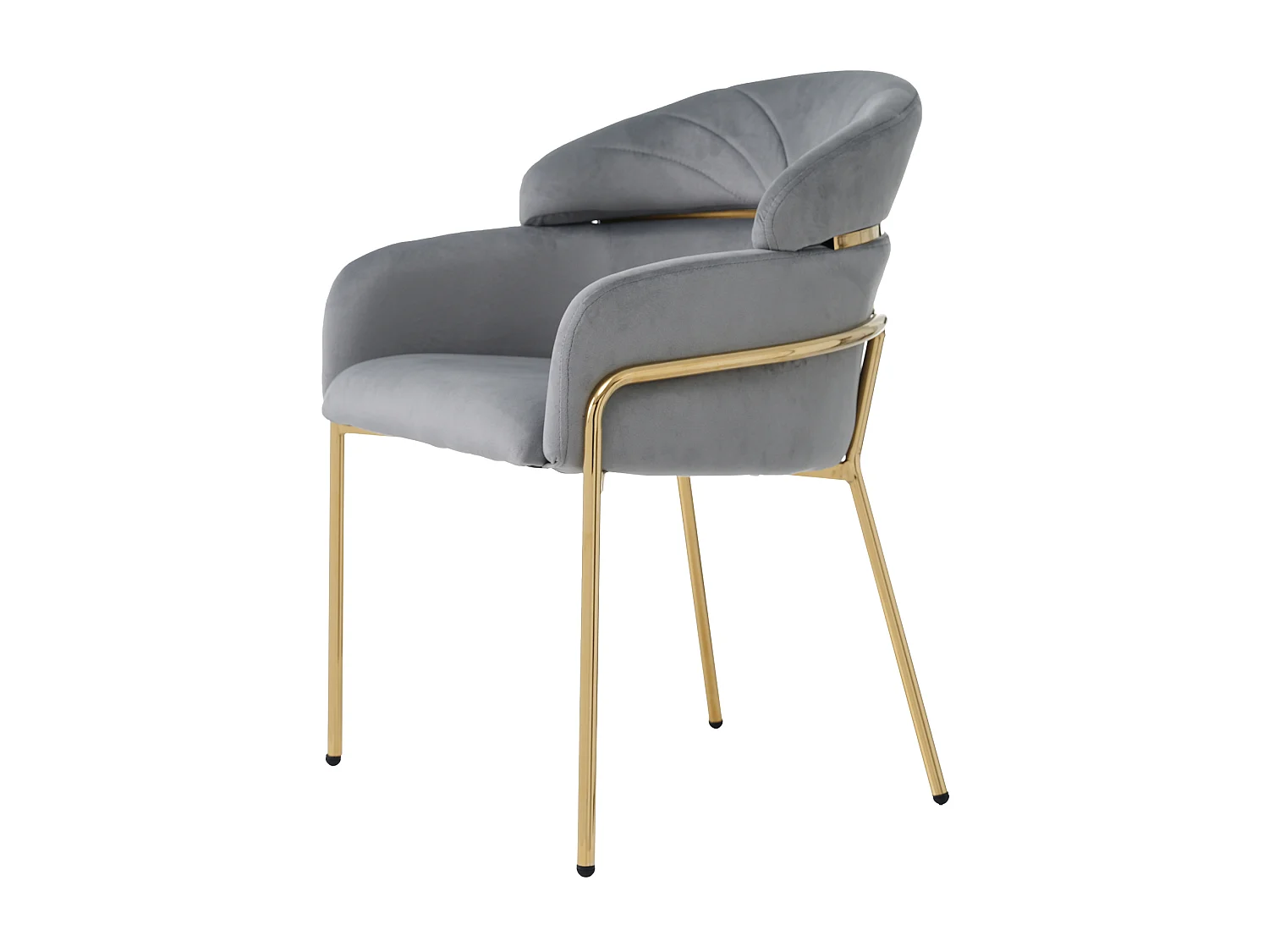 Lot de 2 chaise de salle à manger en velours avec pieds en métal - Gris