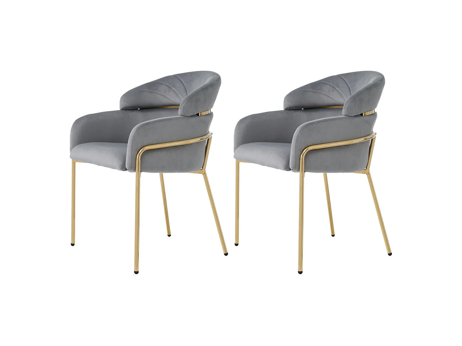 Lot de 2 chaise de salle à manger en velours avec pieds en métal - Gris