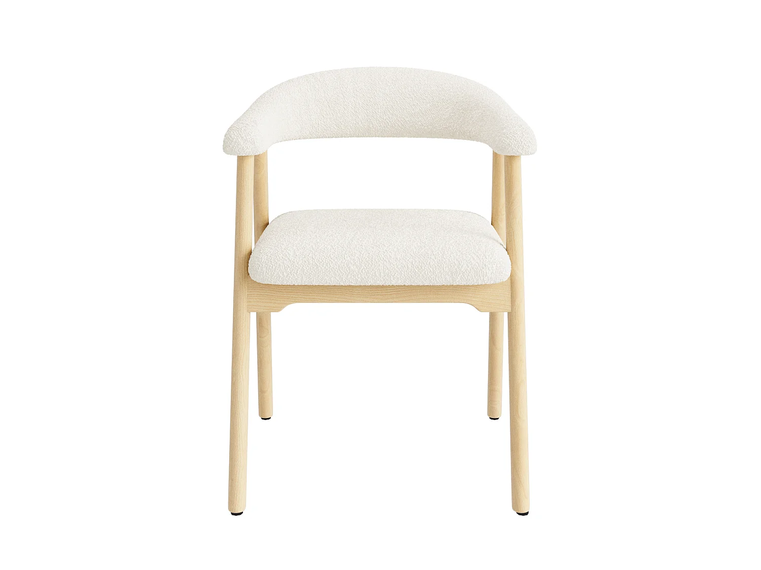 Juego de 4 sillas de madera con tela bouclé - Natural y beige