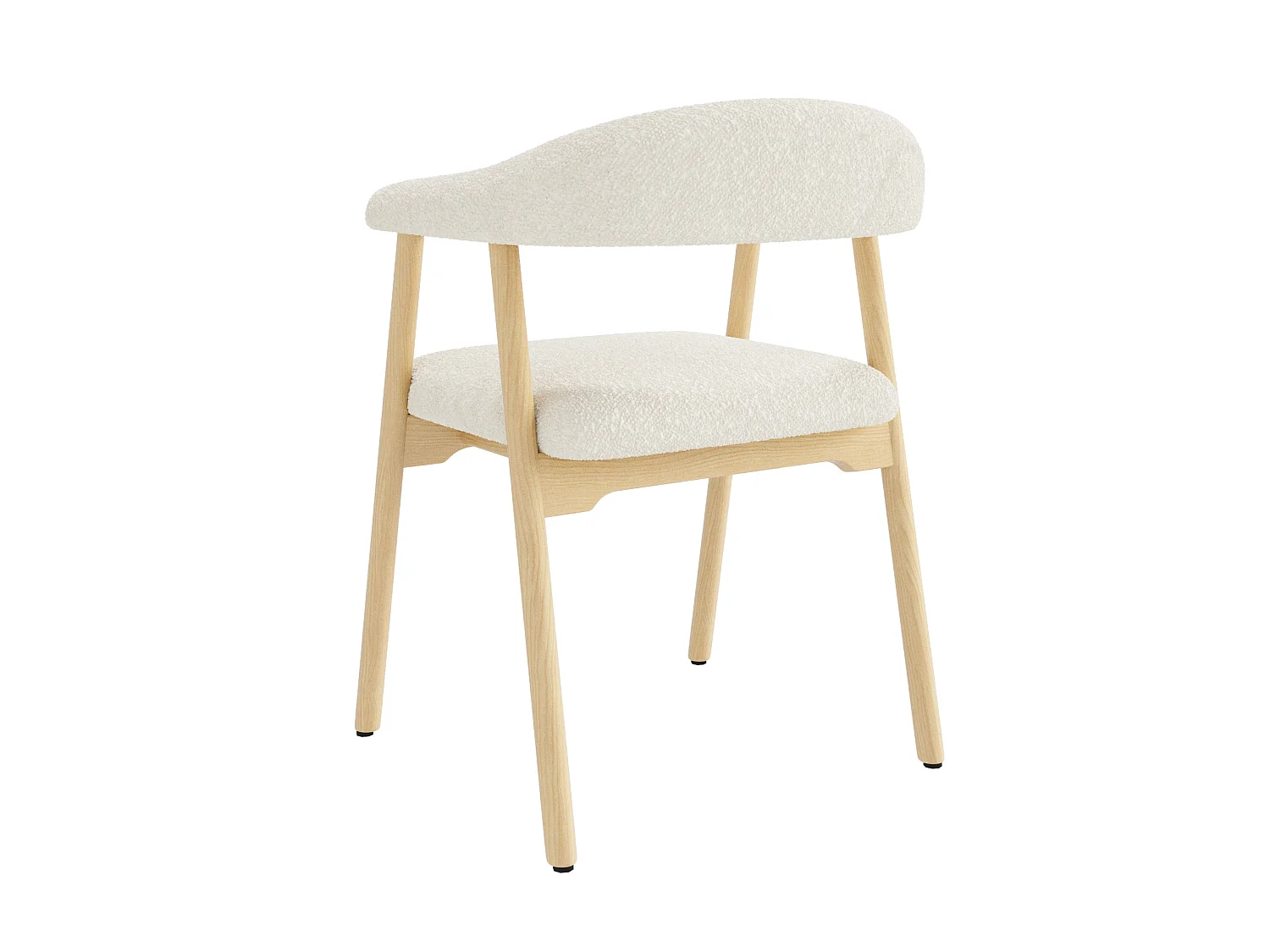 Juego de 4 sillas de madera con tela bouclé - Natural y beige