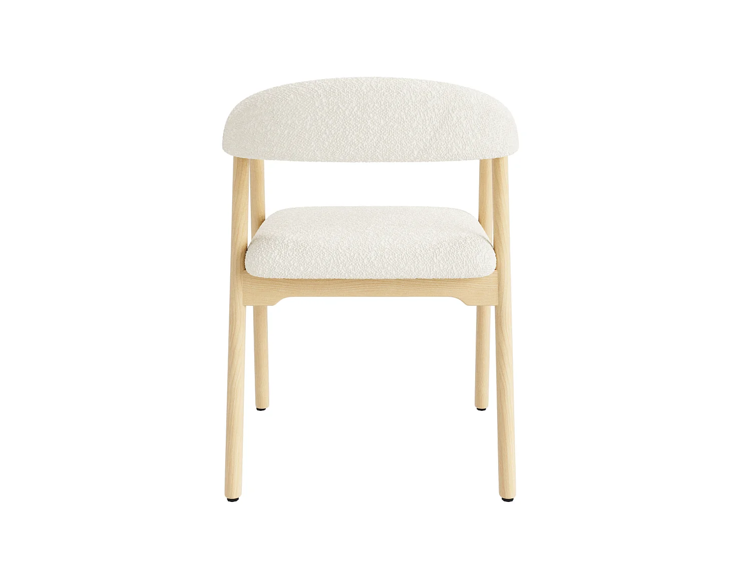 Juego de 4 sillas de madera con tela bouclé - Natural y beige