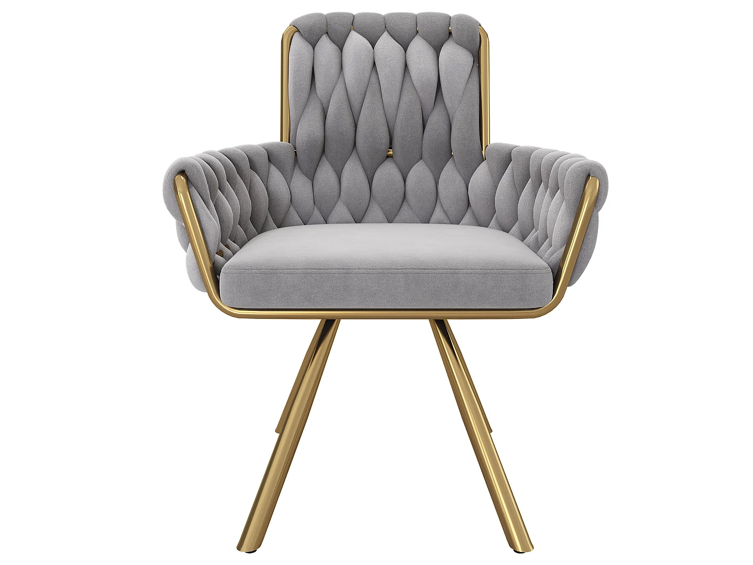 Lot de 6 chaises pivotant en velours - Pieds en métal - Gris
