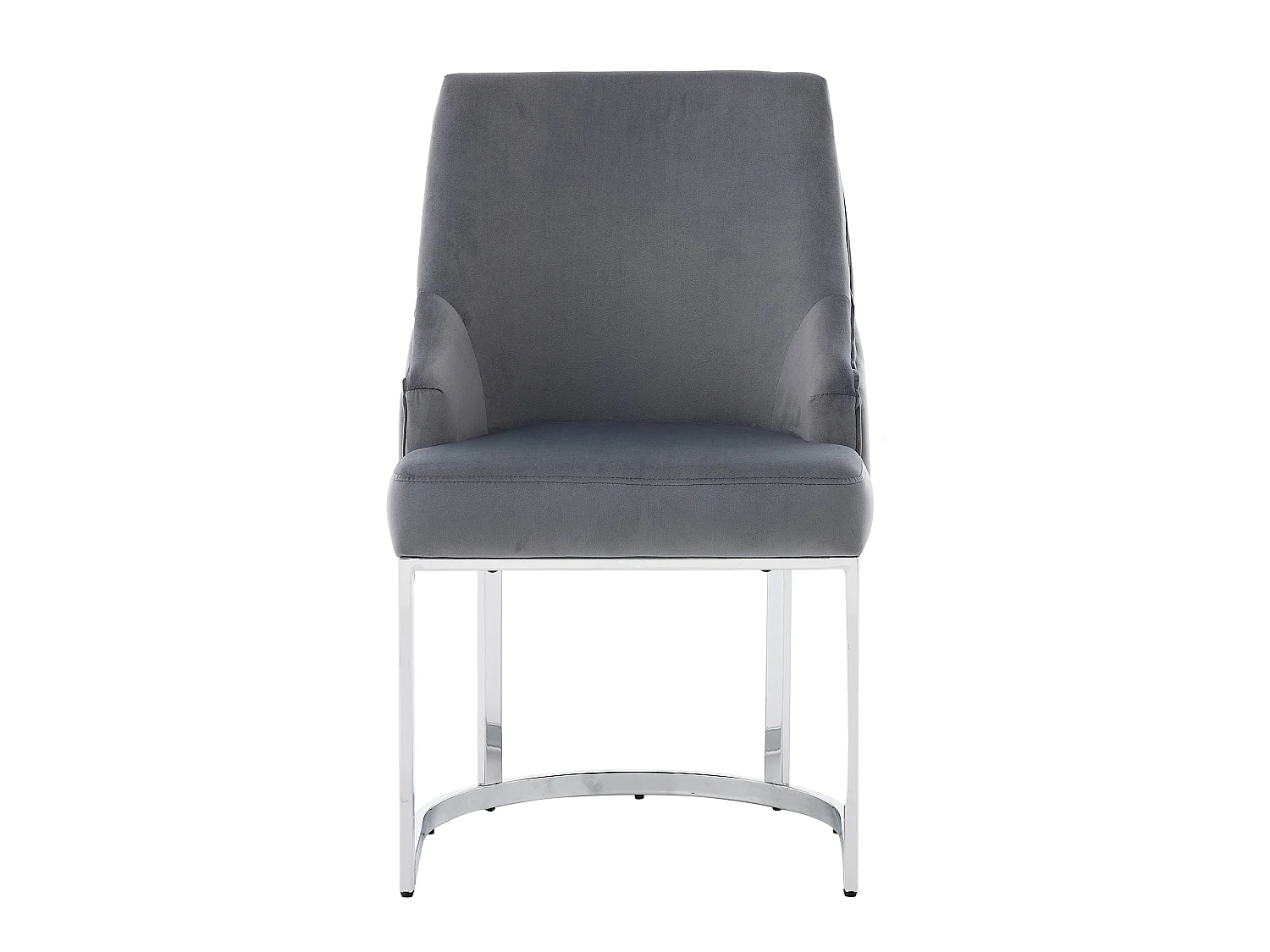 Lot de 6 chaises en velours gris avec pieds en métal argenté - Style moderne