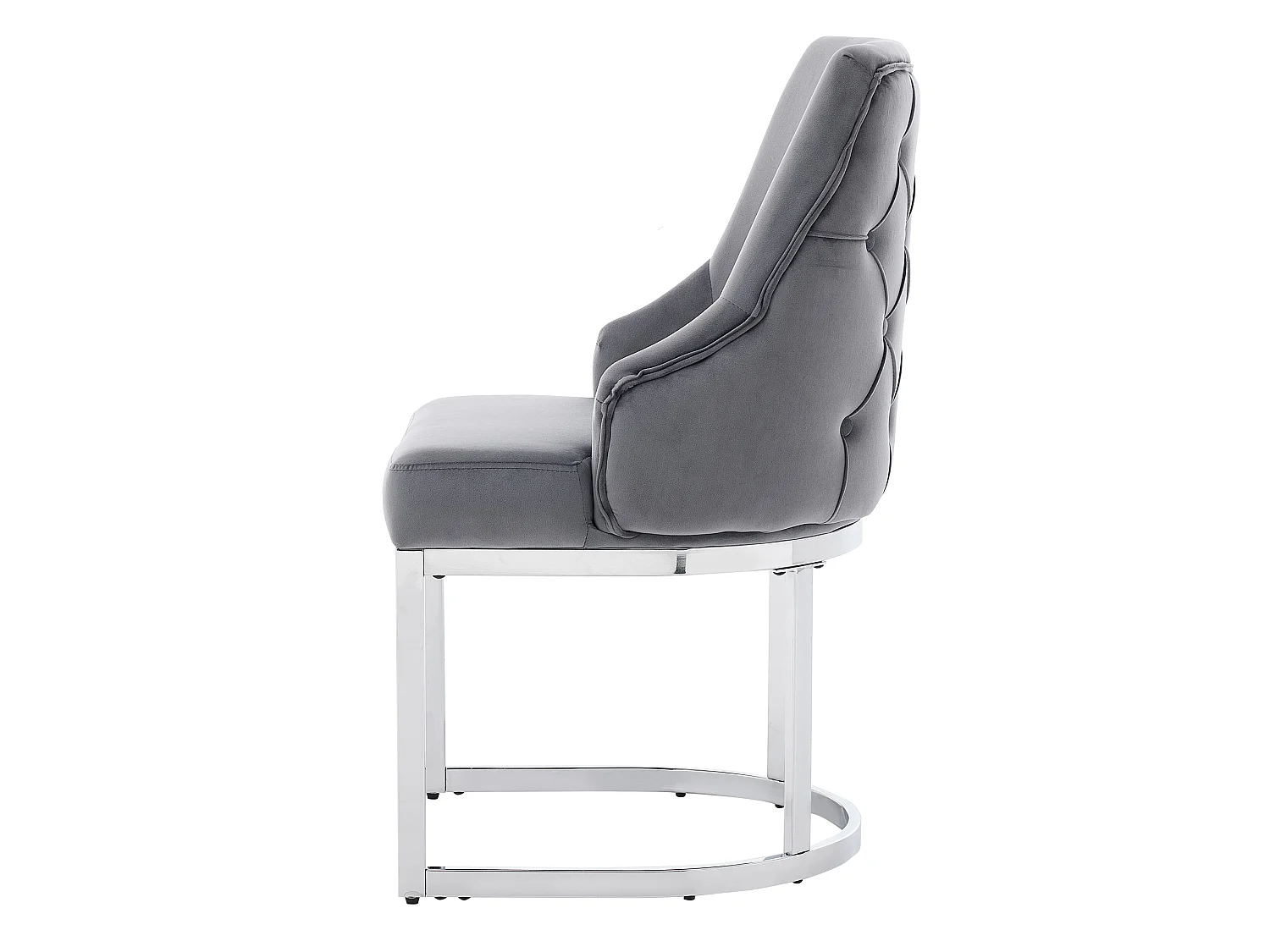 Lot de 6 chaises en velours gris avec pieds en métal argenté - Style moderne