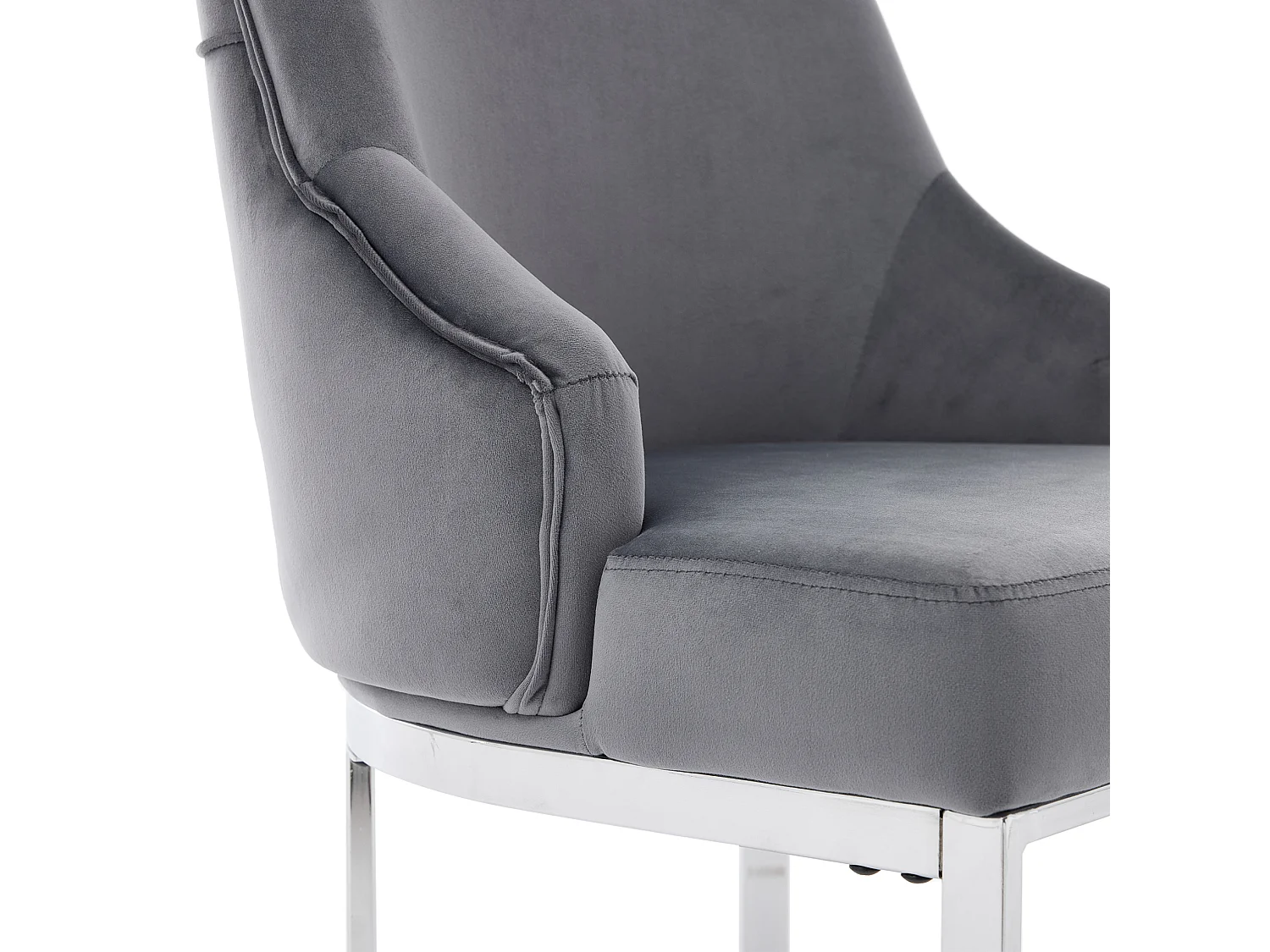 Lot de 6 chaises en velours gris avec pieds en métal argenté - Style moderne