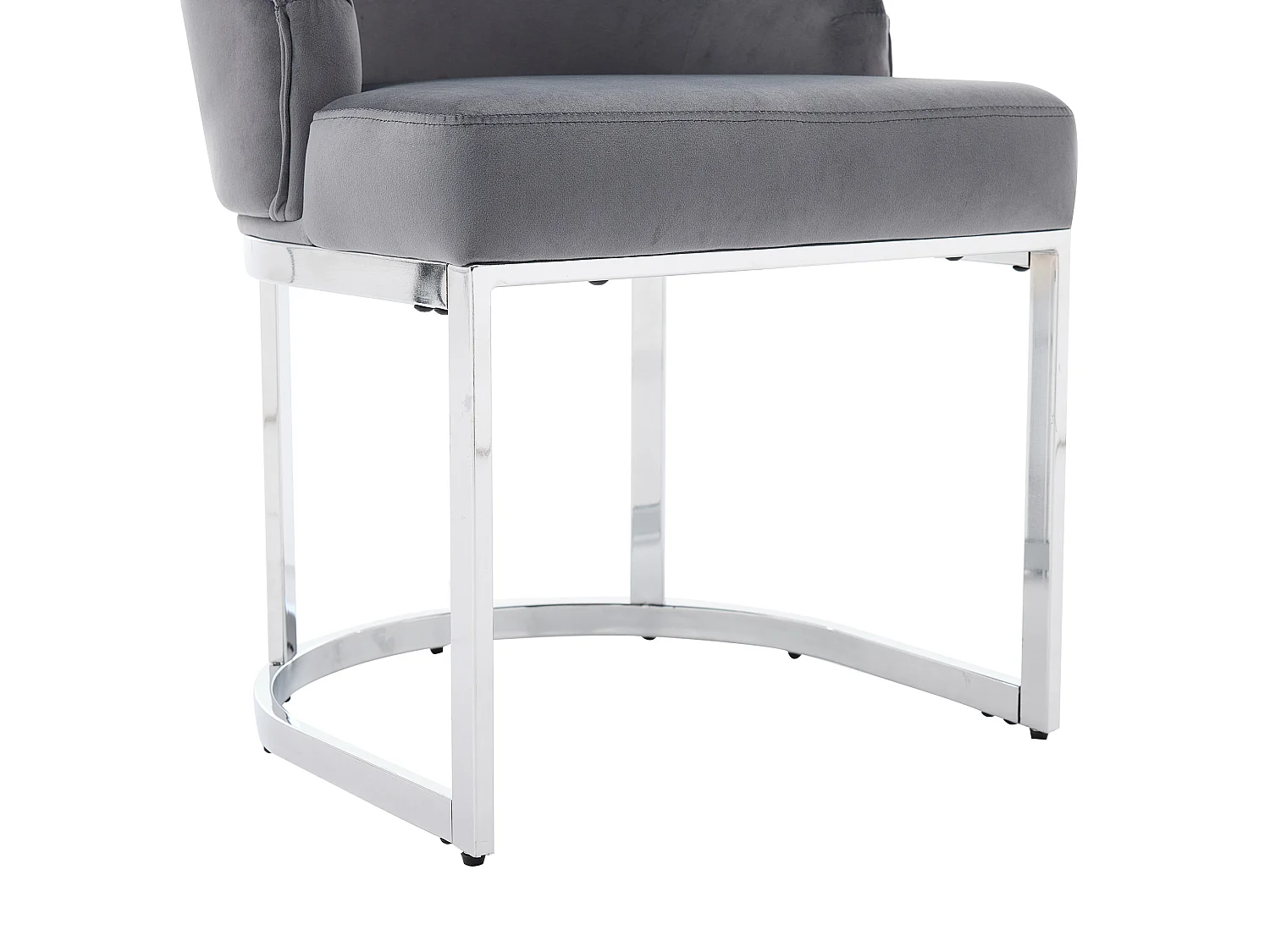 Lot de 6 chaises en velours gris avec pieds en métal argenté - Style moderne