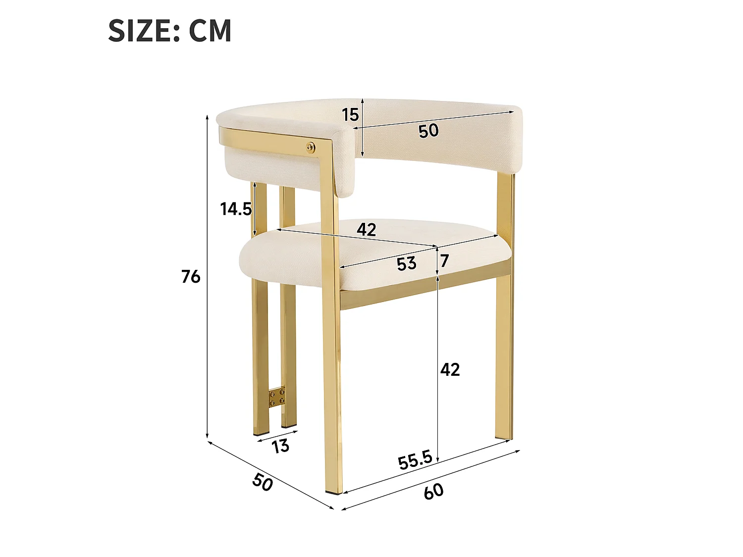 Juego de 6 sillas de comedor de chenilla - Beige y dorado