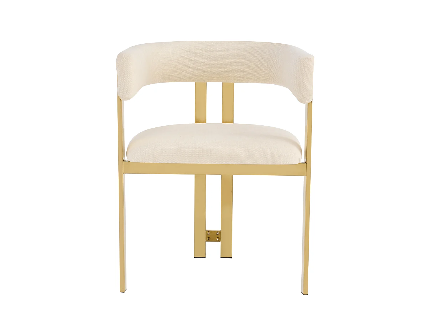 Juego de 6 sillas de comedor de chenilla - Beige y dorado