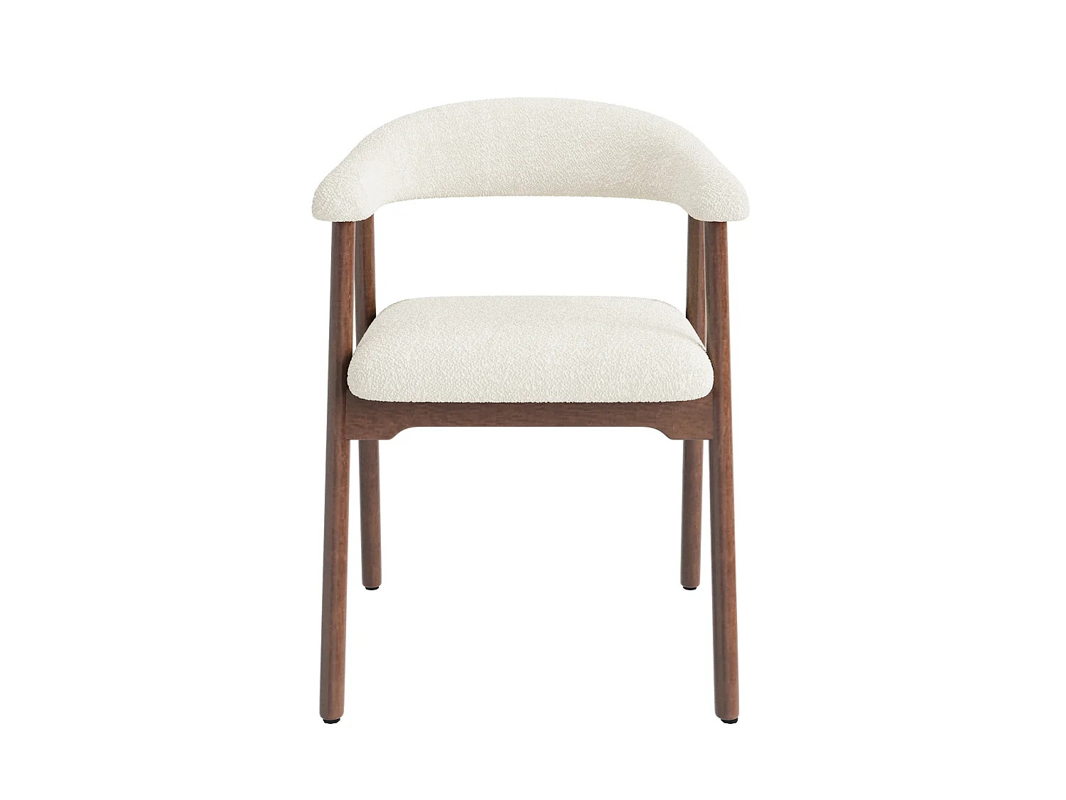 Lot de 6 chaises en bois et tissu bouclé - Marron et beige