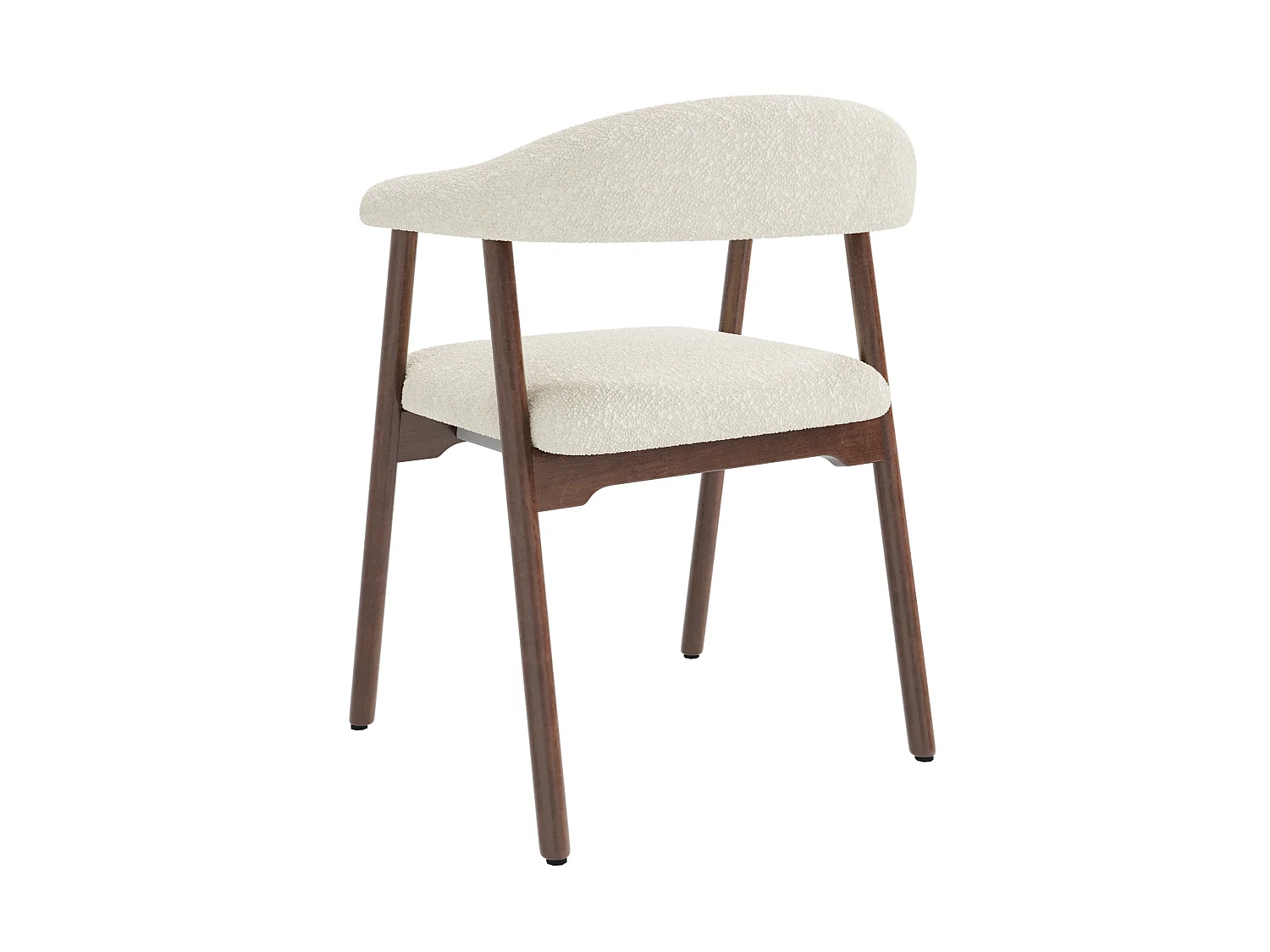 Lot de 6 chaises en bois et tissu bouclé - Marron et beige