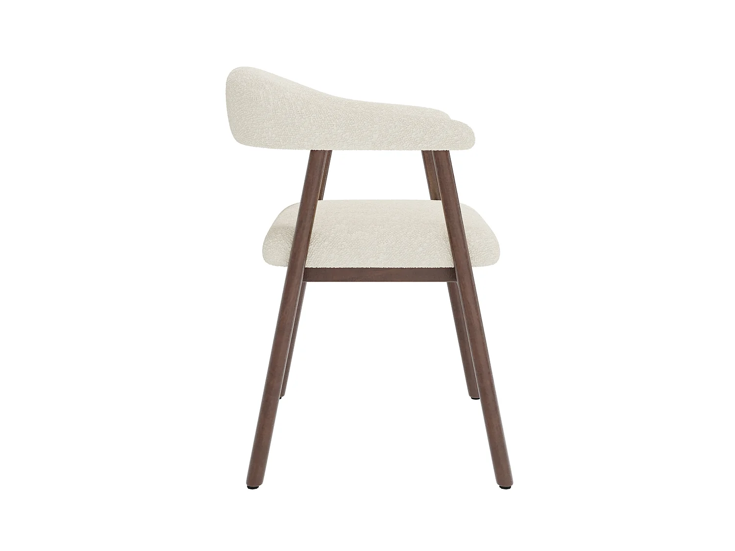 Lot de 6 chaises en bois et tissu bouclé - Marron et beige