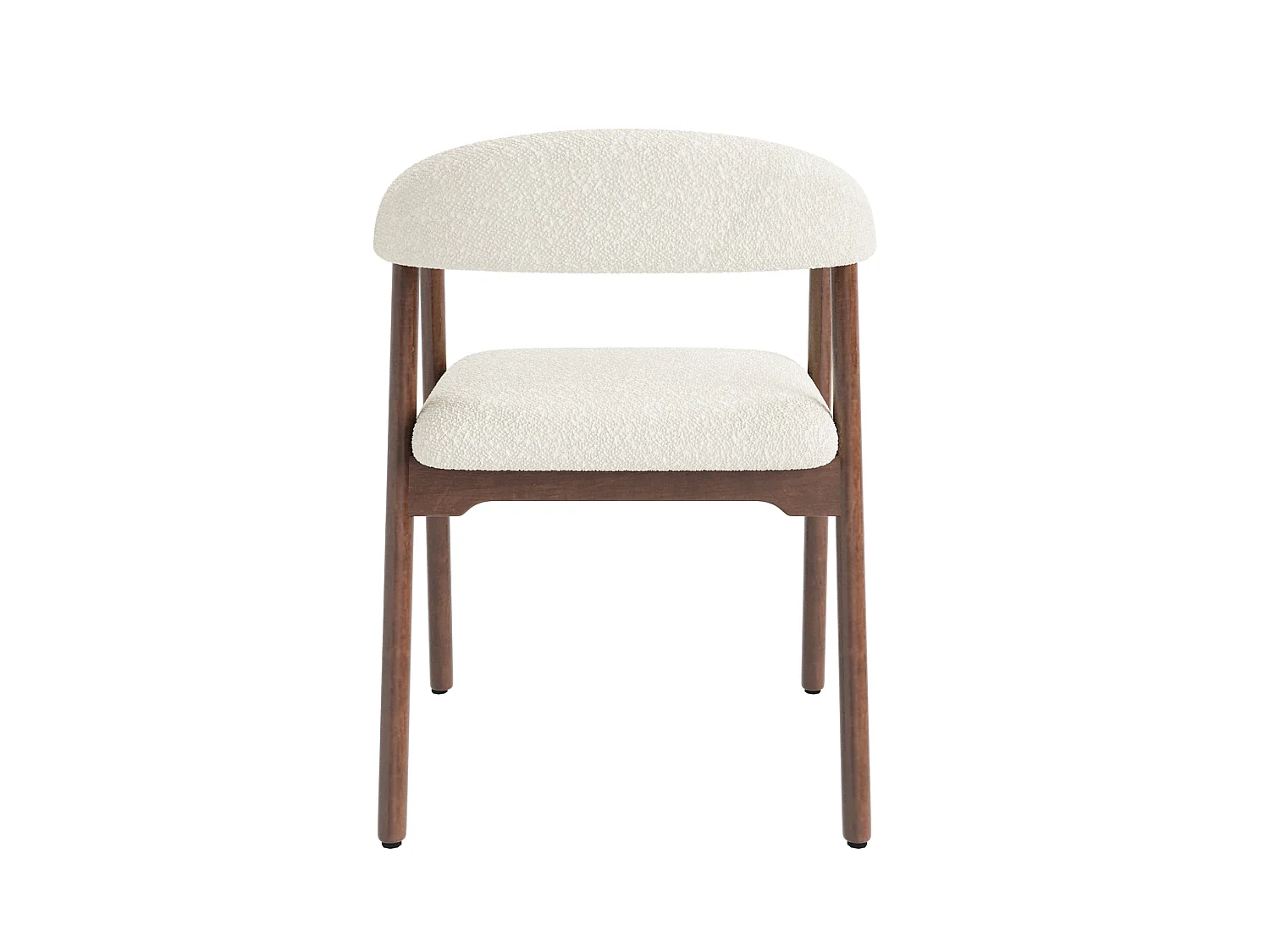 Lot de 6 chaises en bois et tissu bouclé - Marron et beige