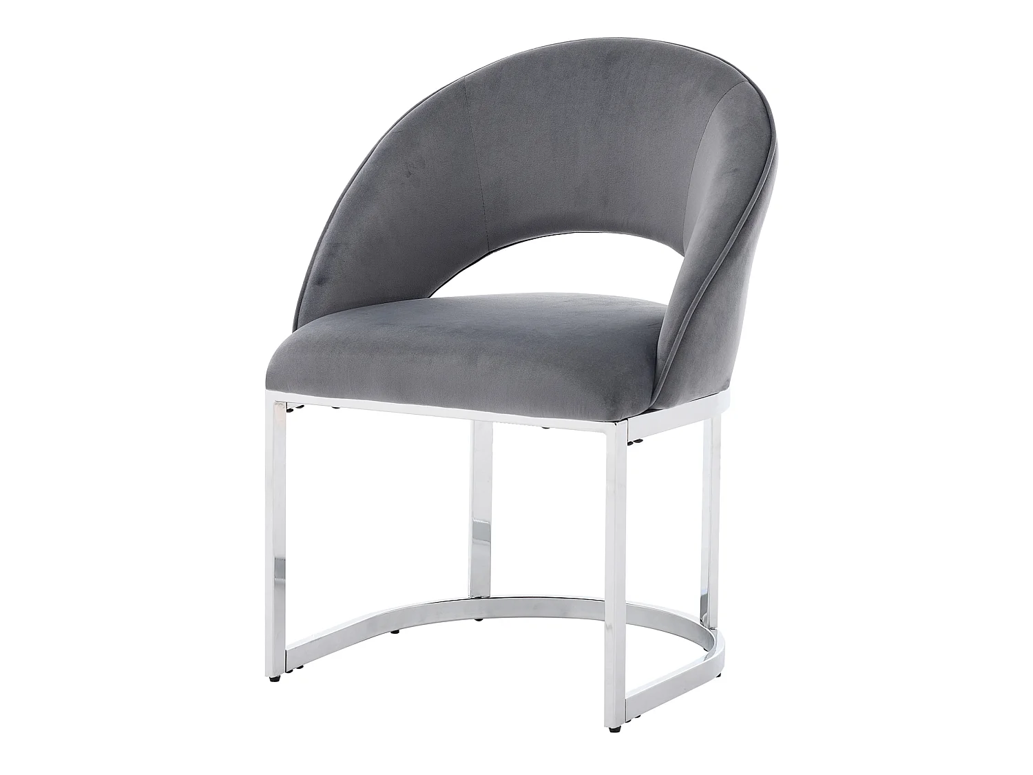 Lot de 2 chaises en tissu bouclé - Style moderne - Gris et argenté