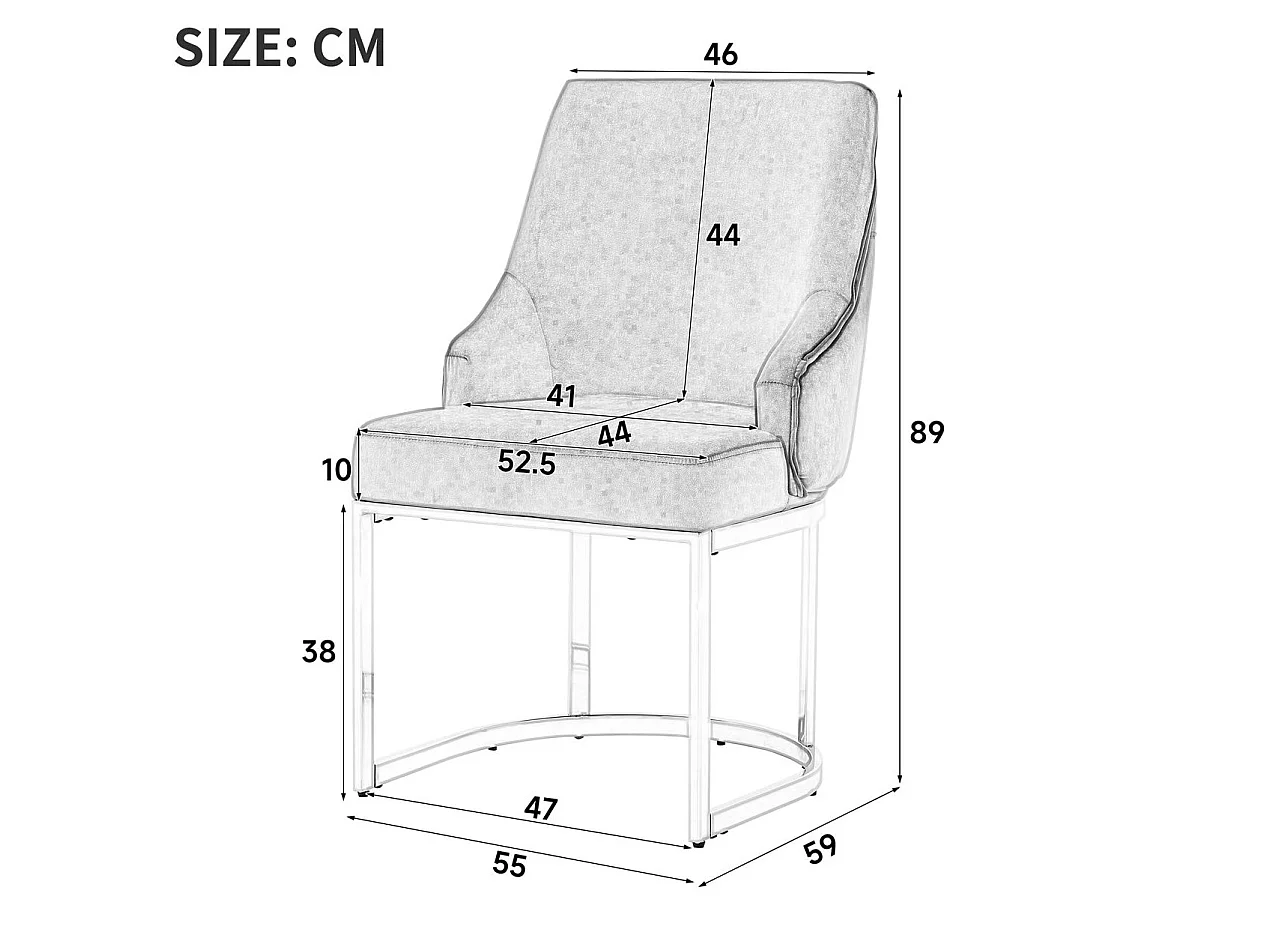 Lot de 6 chaises en velours beige avec pieds en métal doré - Style moderne