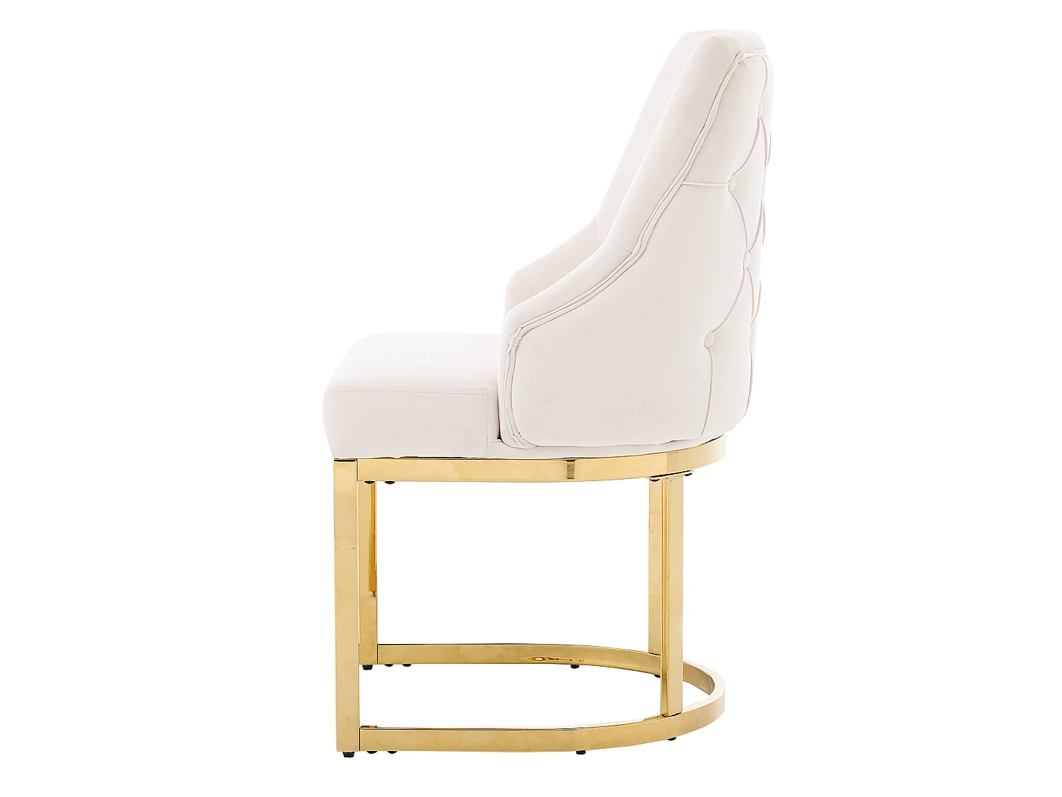 Lot de 6 chaises en velours beige avec pieds en métal doré - Style moderne