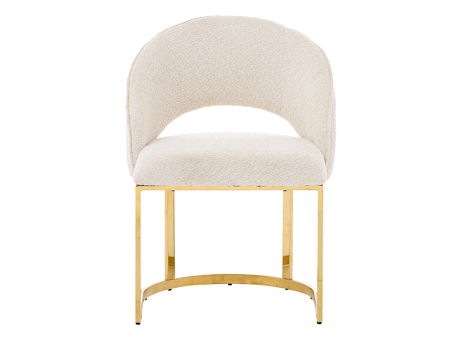 Juego de 2 sillas de tela bouclé - Estilo moderno - Beige y dorado