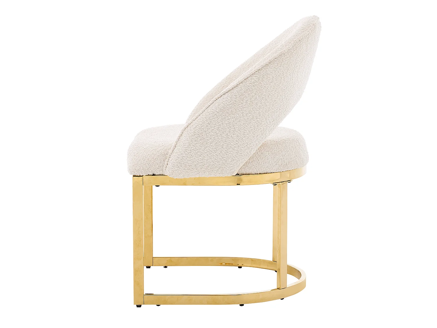 Juego de 2 sillas de tela bouclé - Estilo moderno - Beige y dorado