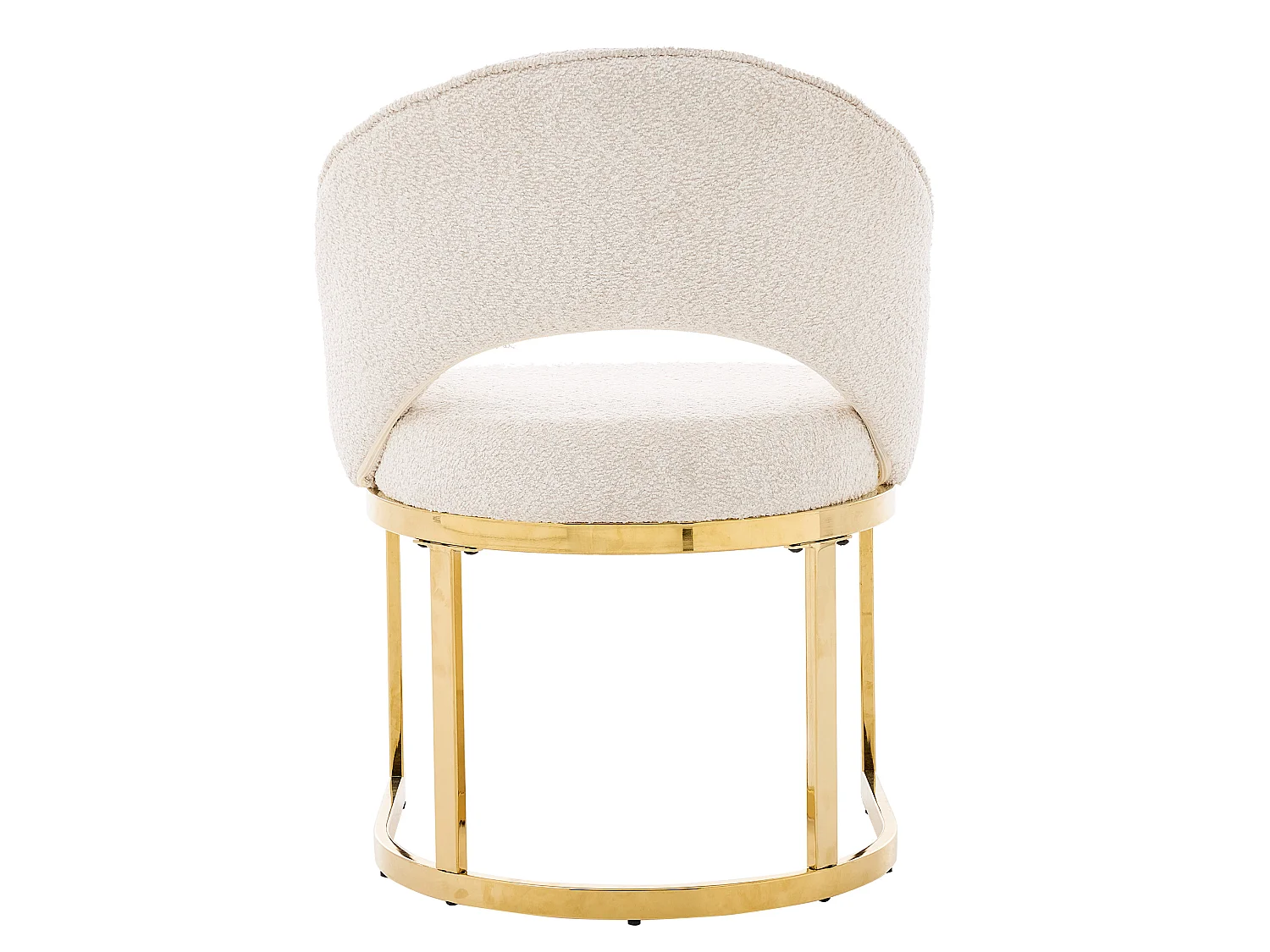 Juego de 2 sillas de tela bouclé - Estilo moderno - Beige y dorado