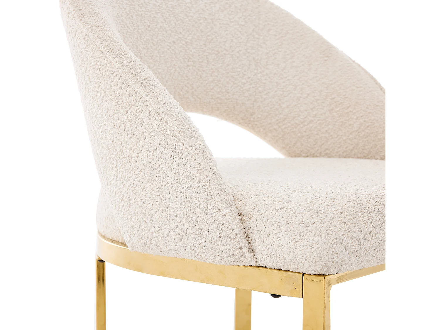 Juego de 2 sillas de tela bouclé - Estilo moderno - Beige y dorado