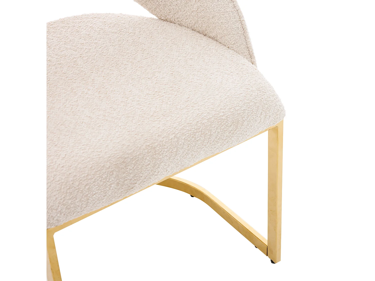 Juego de 2 sillas de tela bouclé - Estilo moderno - Beige y dorado