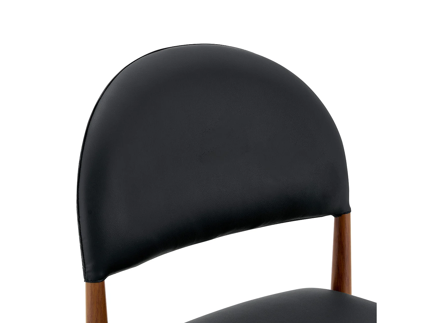 Set van 2 PU-stoelen met halfronde rugleuning en metalen poten met walnootafwerking – Zwart