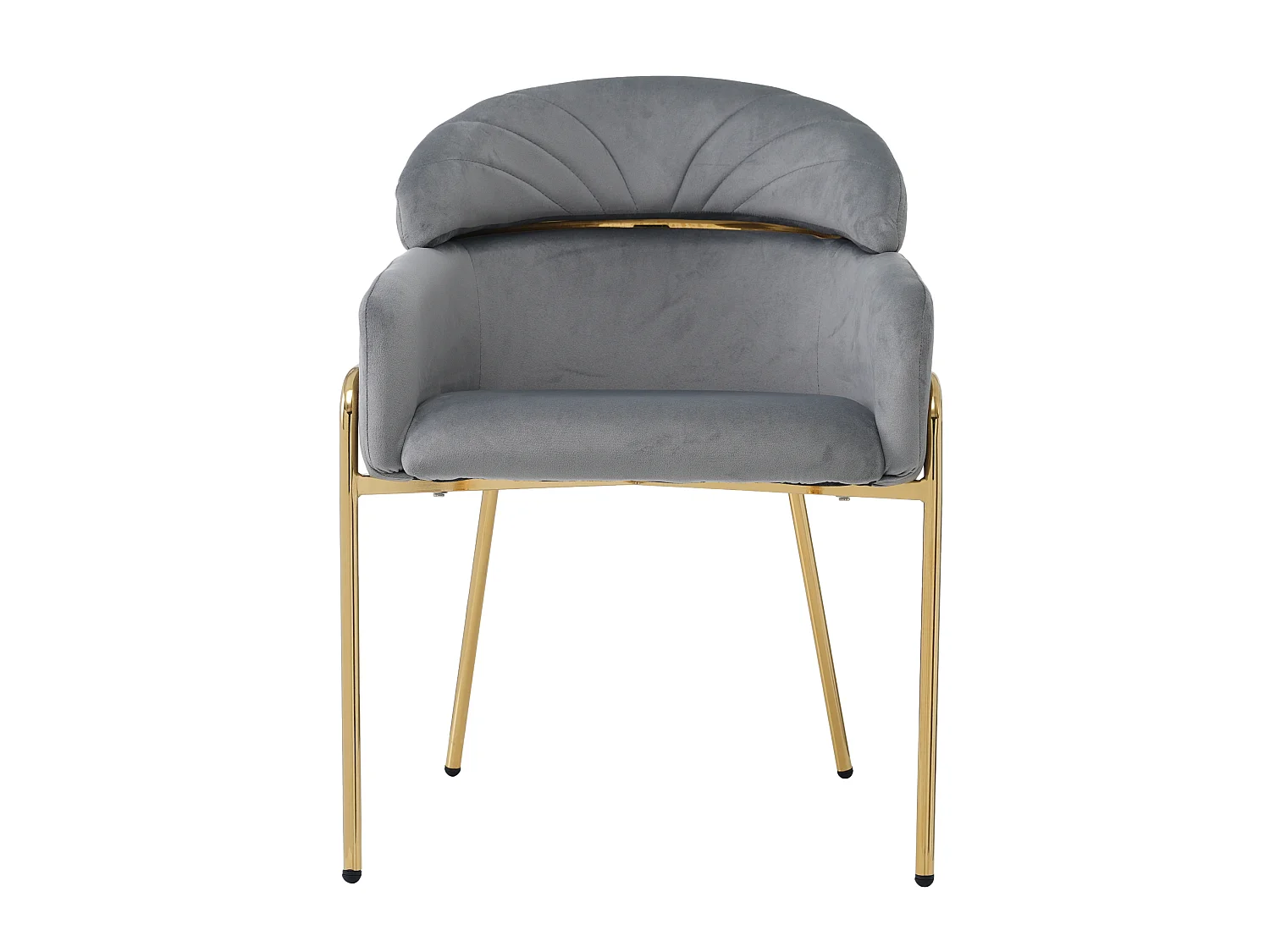 Lot de 4 chaise de salle à manger en velours avec pieds en métal - Gris