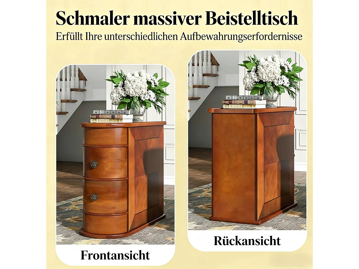 Nachtkastje 60x27x60 cm in walnoothout met 2 lades - Geen montage nodig