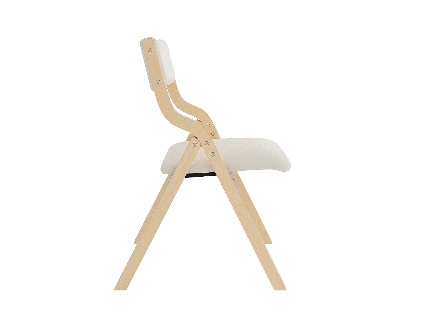 Lot de 6 chaises pliantes beige et naturel - Bois et lin