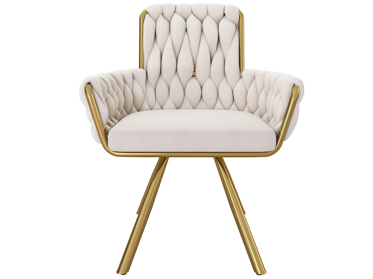 Lot de 4 chaises pivotant en velours - Pieds en métal - Beige