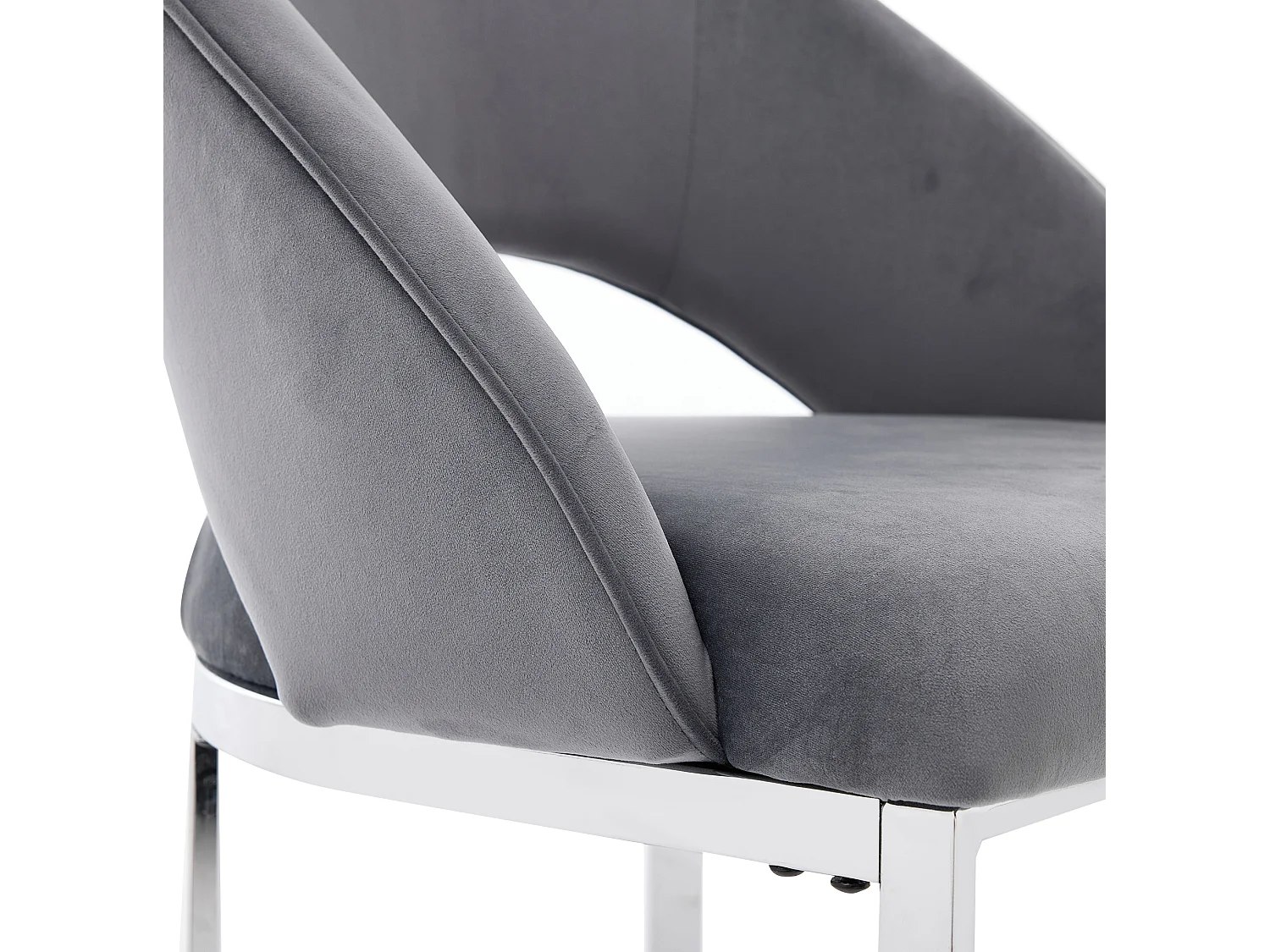 Lot de 6 chaises en tissu bouclé - Style moderne - Gris et argenté