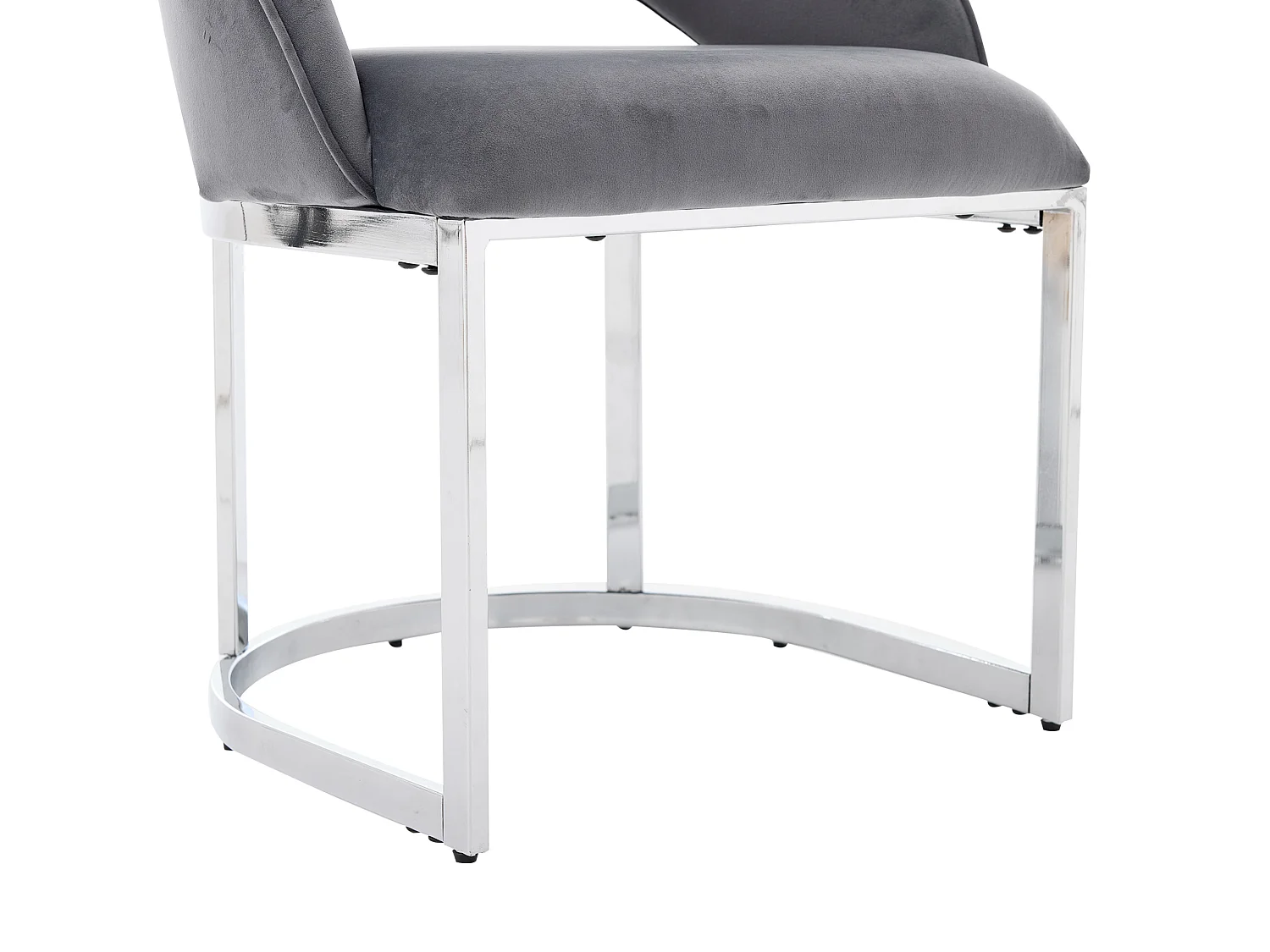 Lot de 6 chaises en tissu bouclé - Style moderne - Gris et argenté