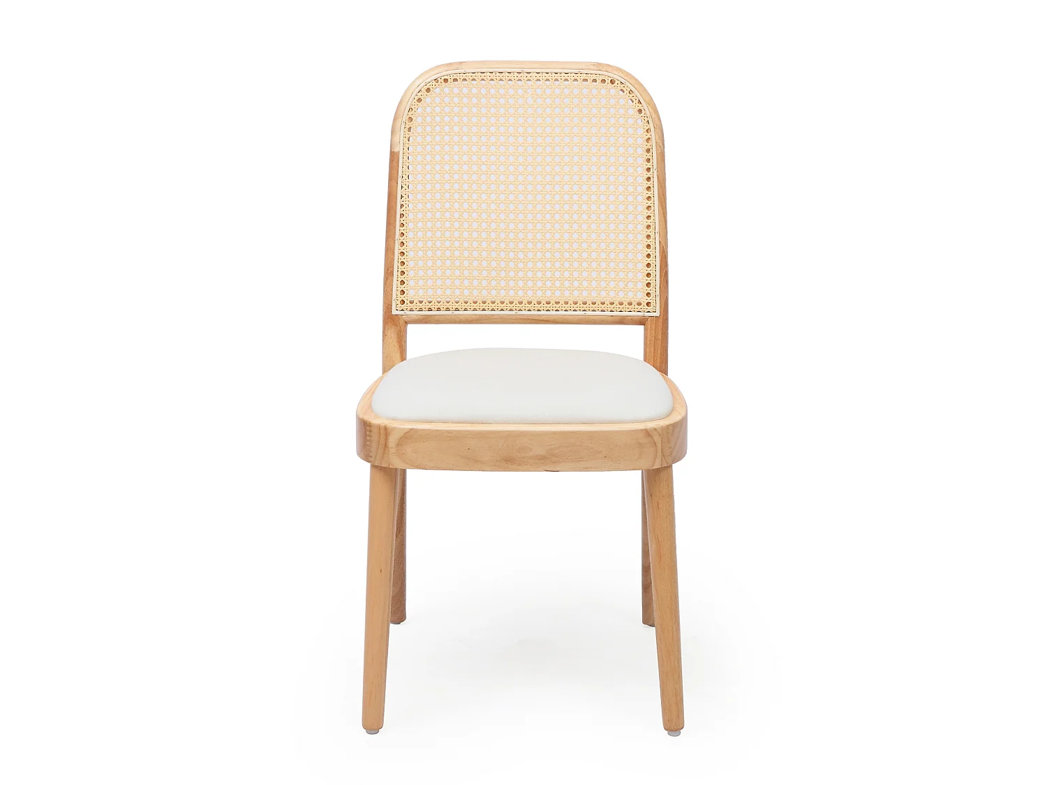 Juego de 2 sillas de lino con respaldo de ratán - Color madera