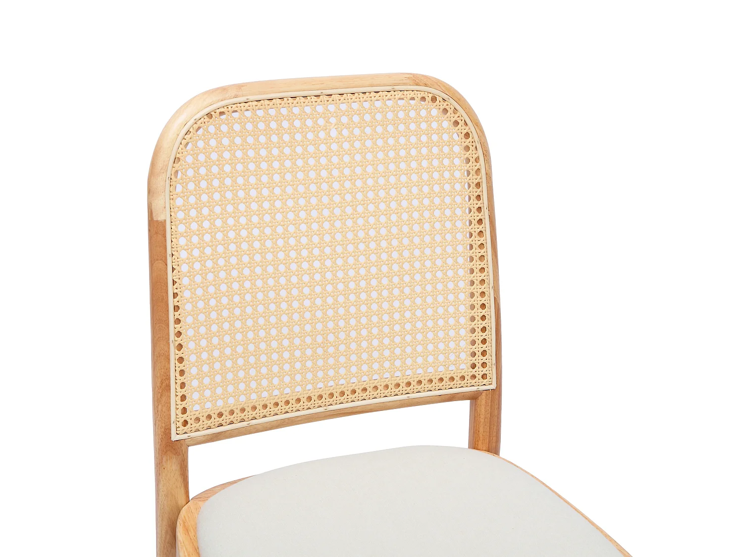 Juego de 2 sillas de lino con respaldo de ratán - Color madera