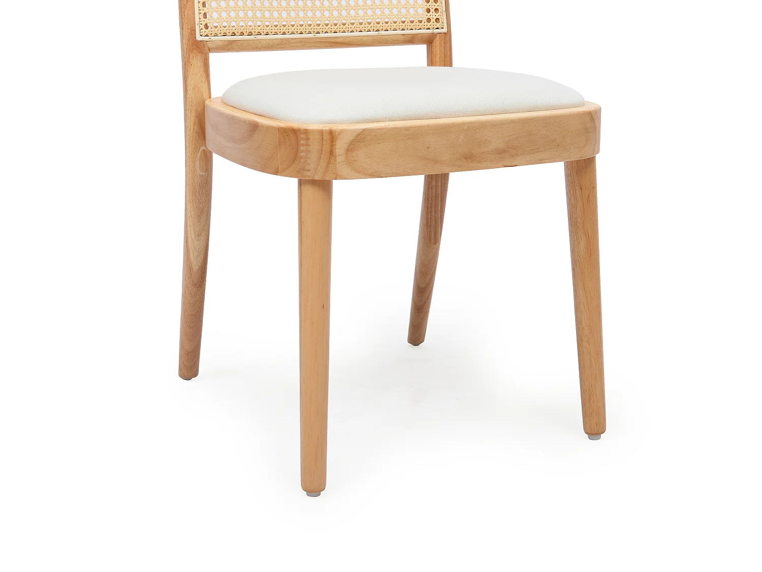 Juego de 2 sillas de lino con respaldo de ratán - Color madera