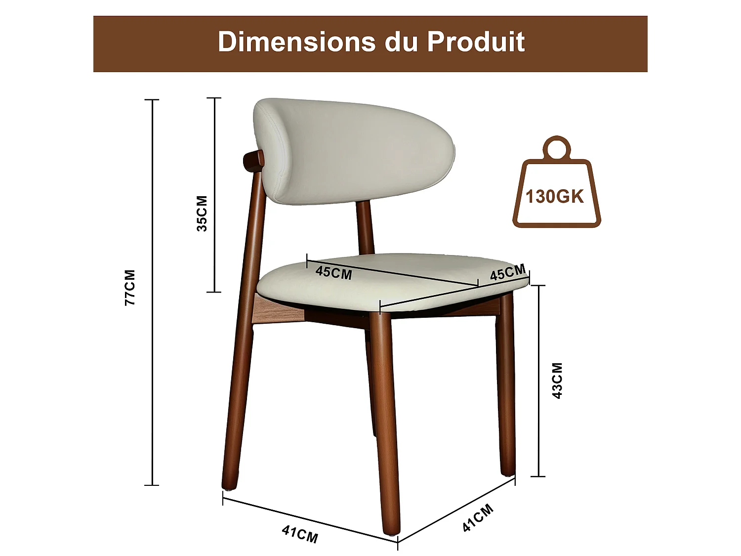 Set van 2 stoelen met poten van walnoothout - Wit kunstleer