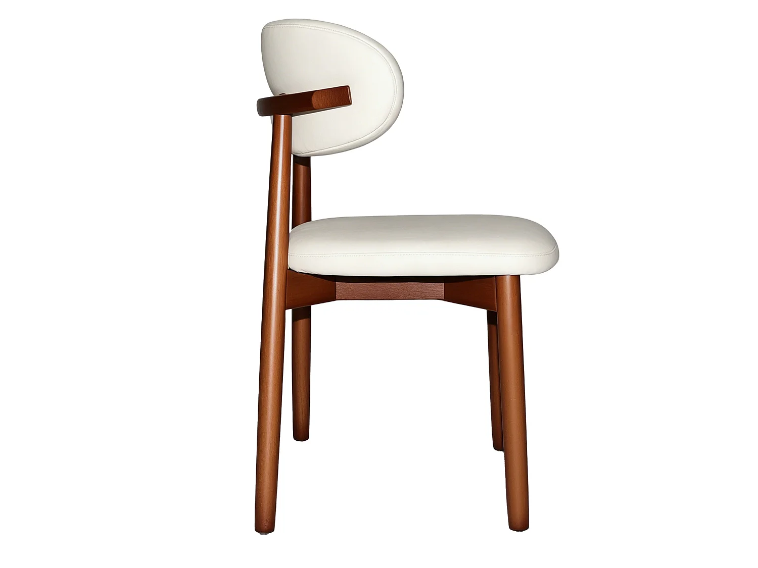 Set van 2 stoelen met poten van walnoothout - Wit kunstleer