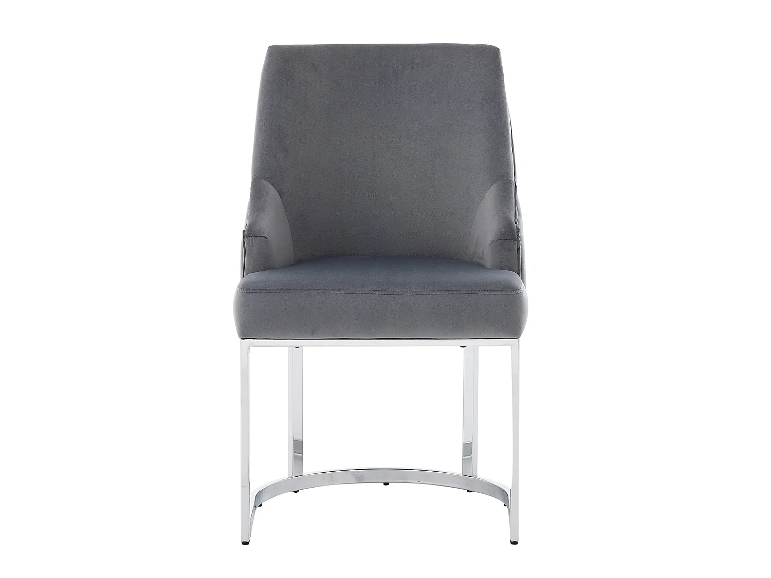 Lot de 4 chaises en velours gris avec pieds en métal argenté - Style moderne