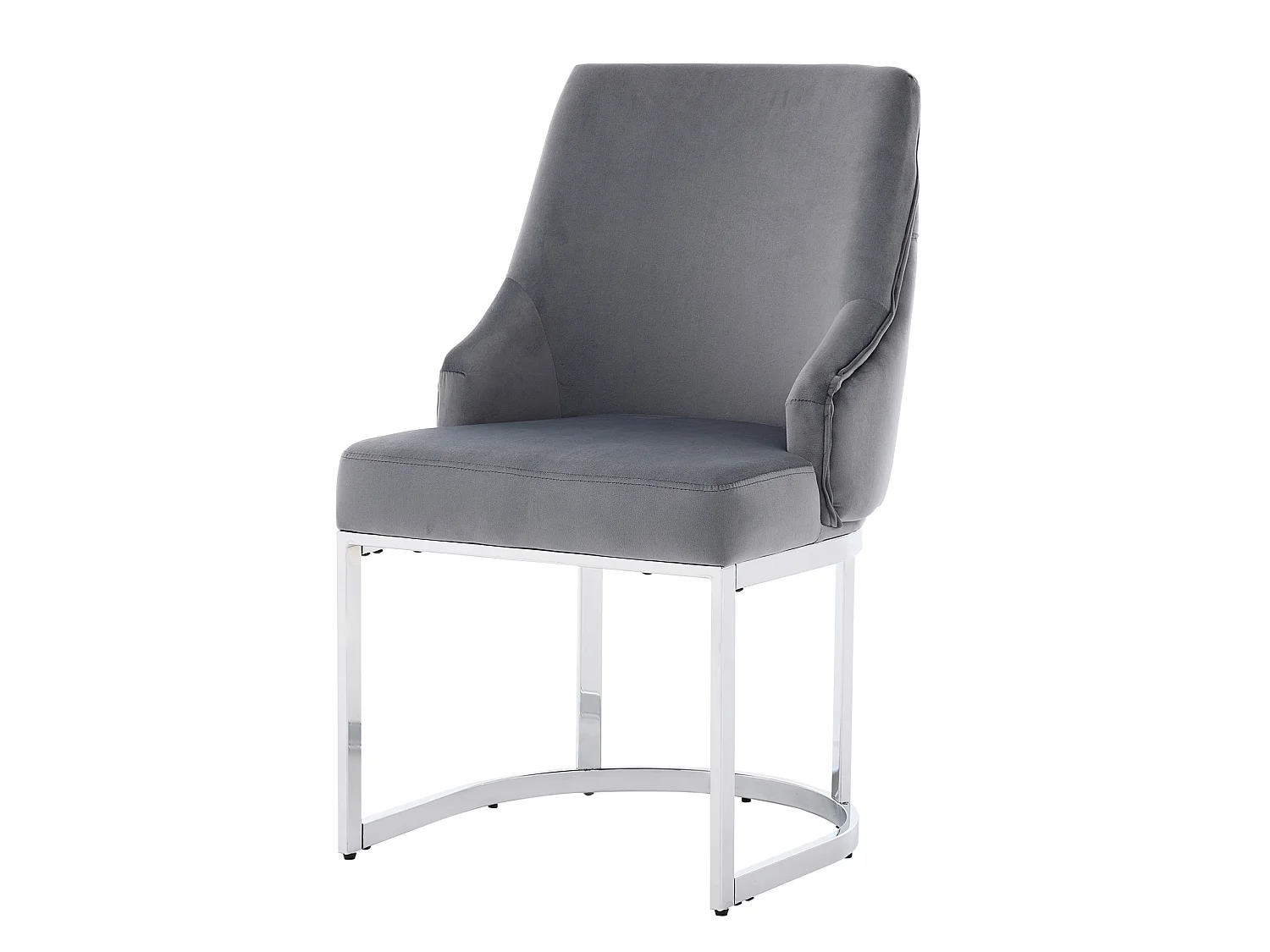 Lot de 4 chaises en velours gris avec pieds en métal argenté - Style moderne