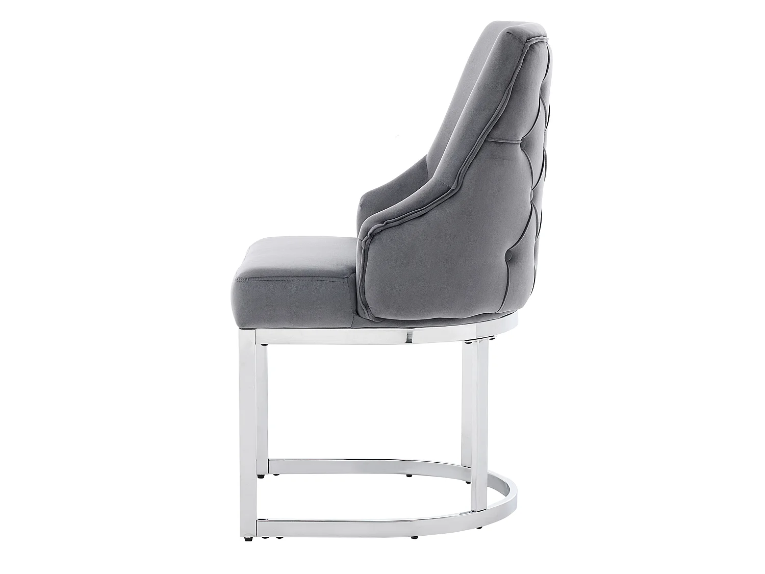 Lot de 4 chaises en velours gris avec pieds en métal argenté - Style moderne