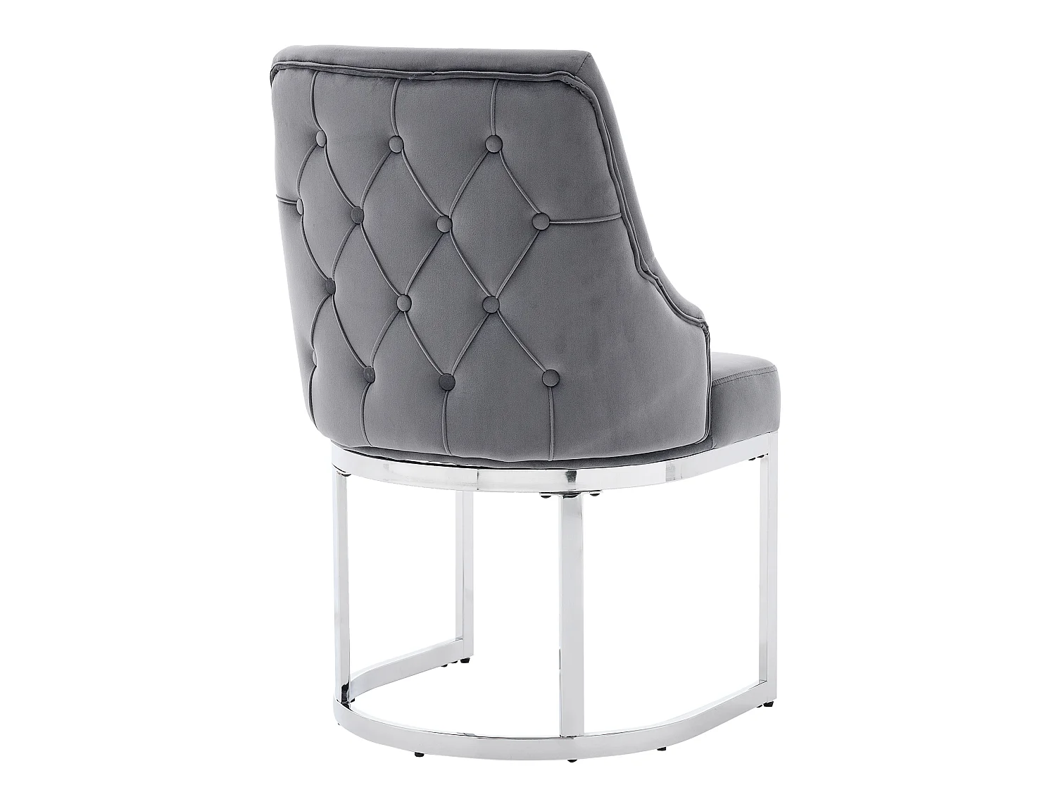 Lot de 4 chaises en velours gris avec pieds en métal argenté - Style moderne