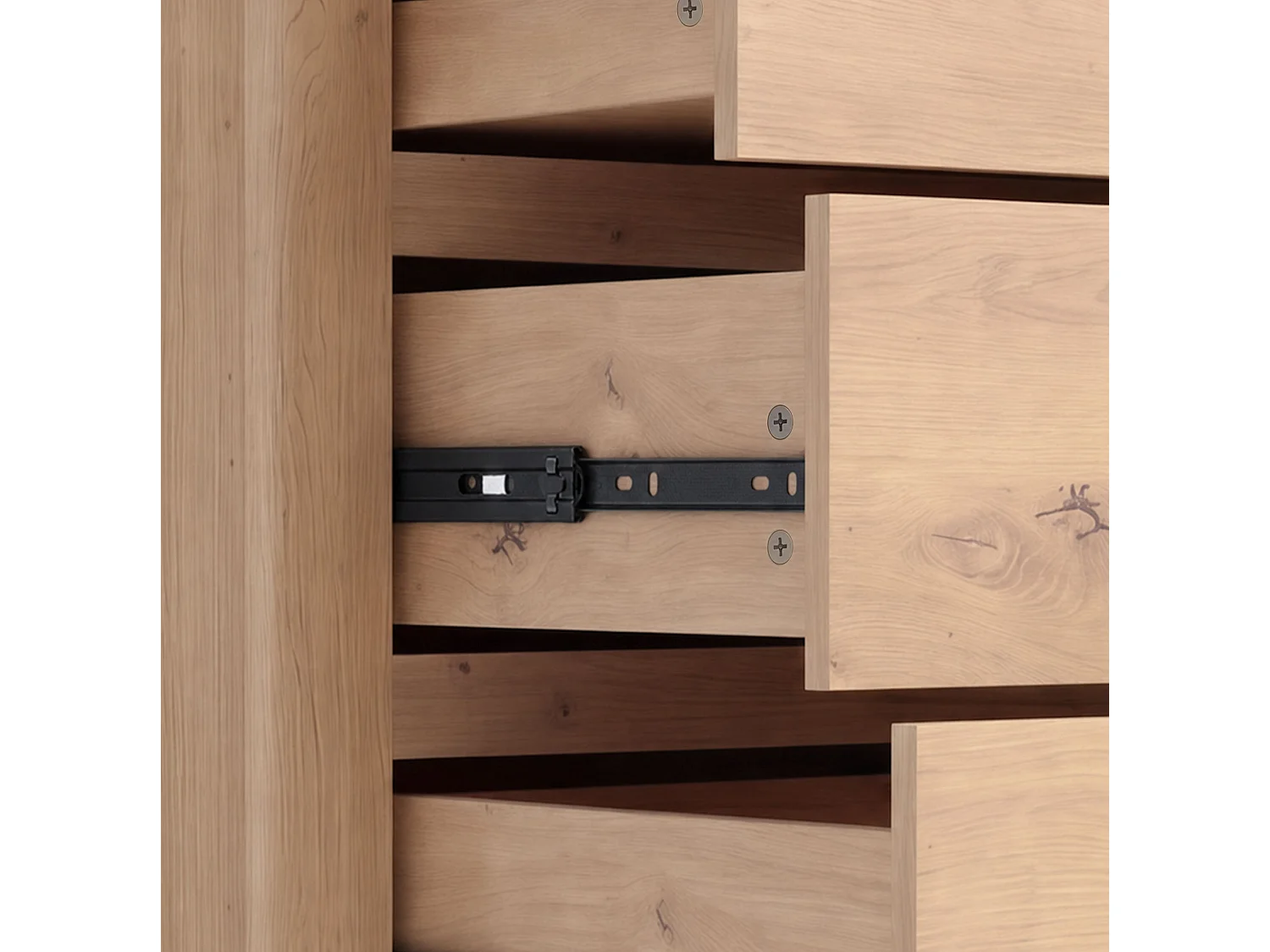 Cassettiera moderna 180x60x120 cm con 6 cassetti - Colore legno