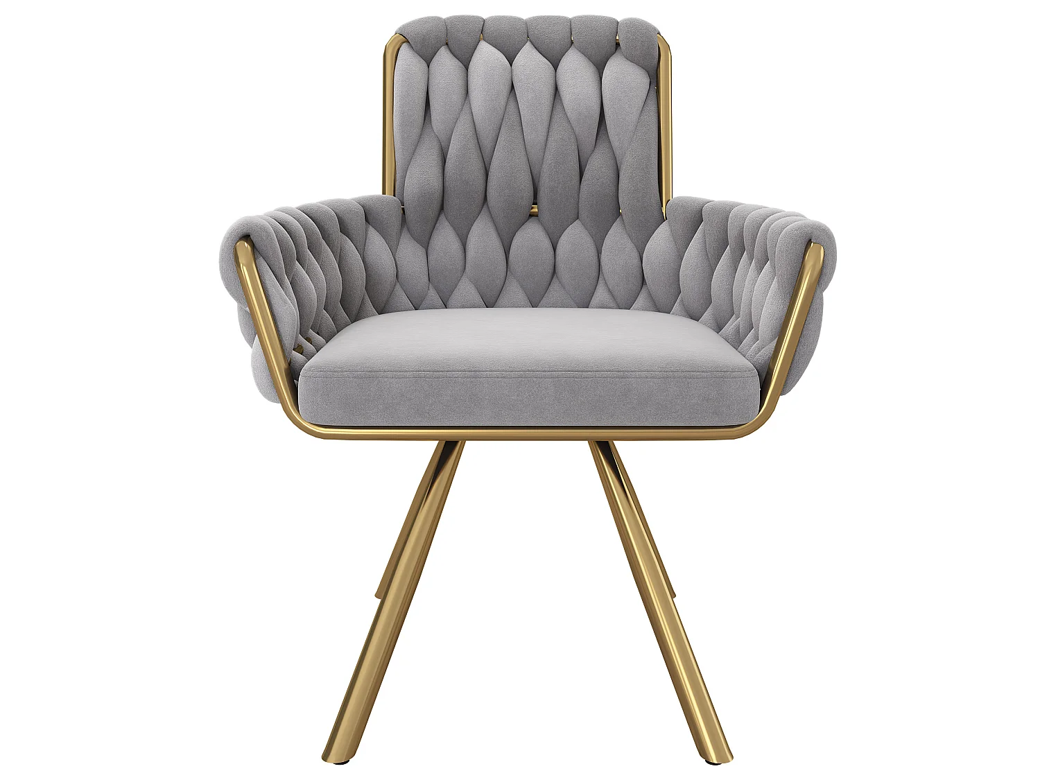 Lot de 2 chaises pivotant en velours - Pieds en métal - Gris