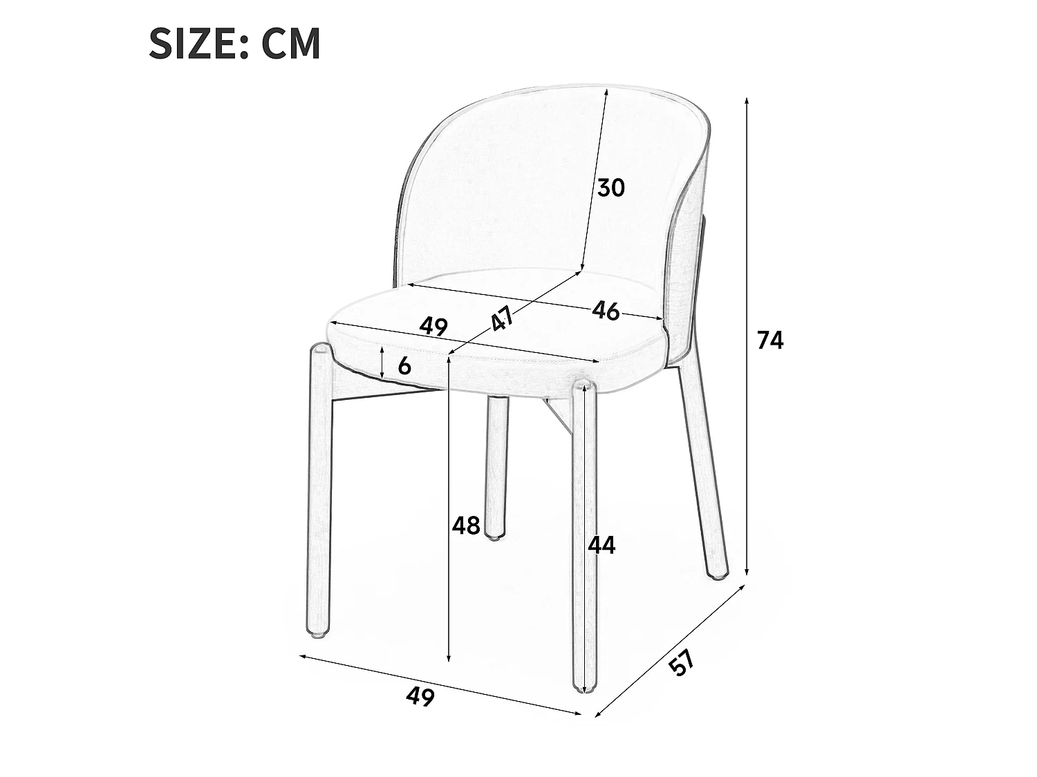Conjunto de 4 sillas de comedor de madera y lino - Marrón y blanco