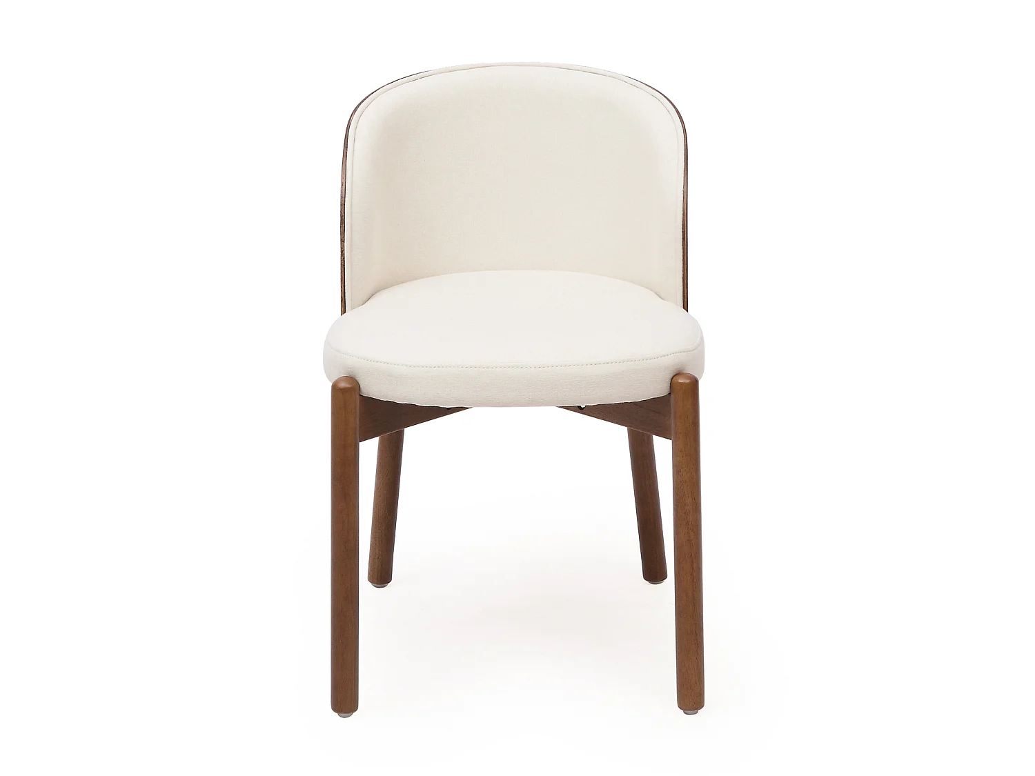 Conjunto de 4 sillas de comedor de madera y lino - Marrón y blanco