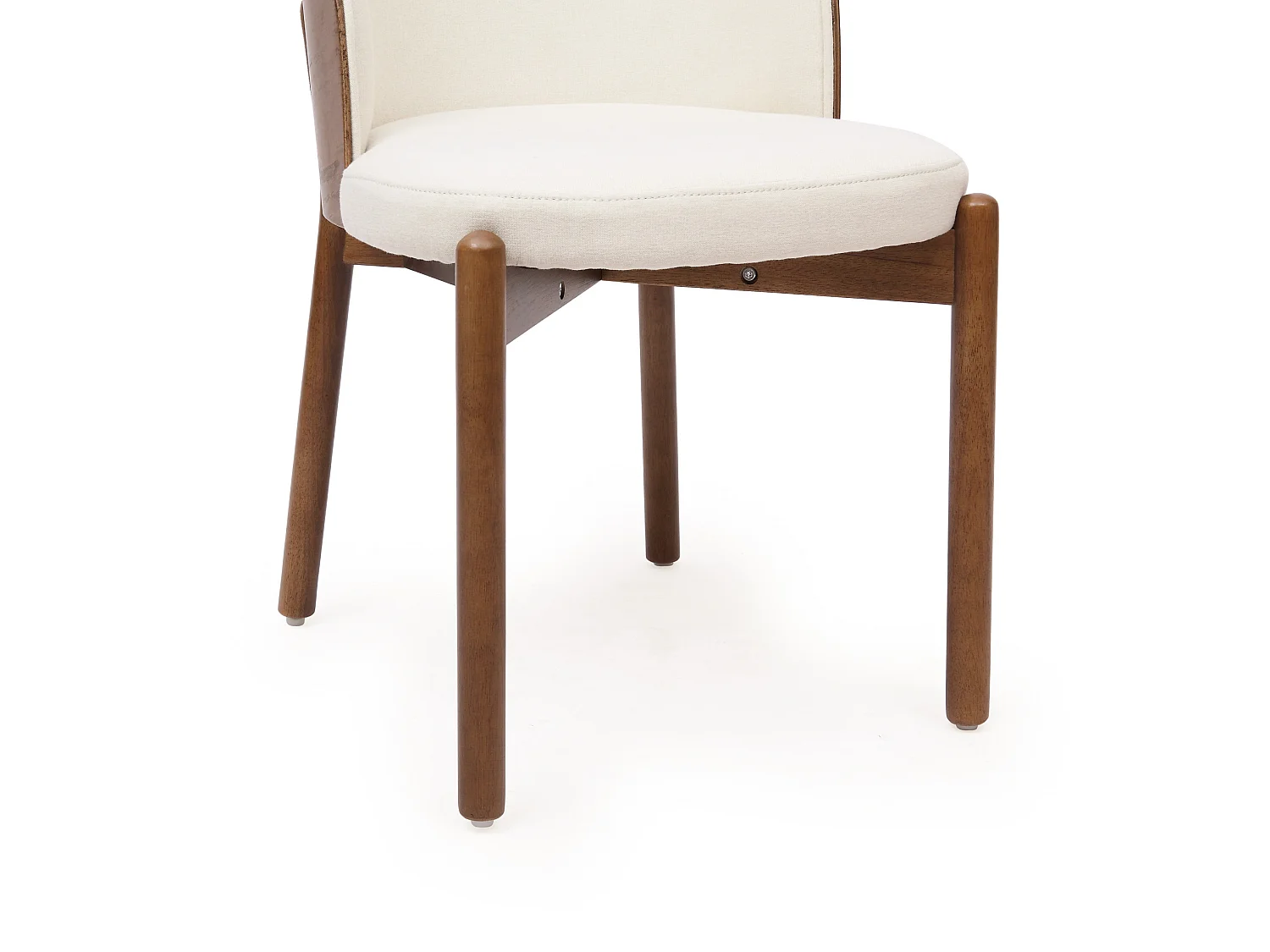 Conjunto de 4 sillas de comedor de madera y lino - Marrón y blanco