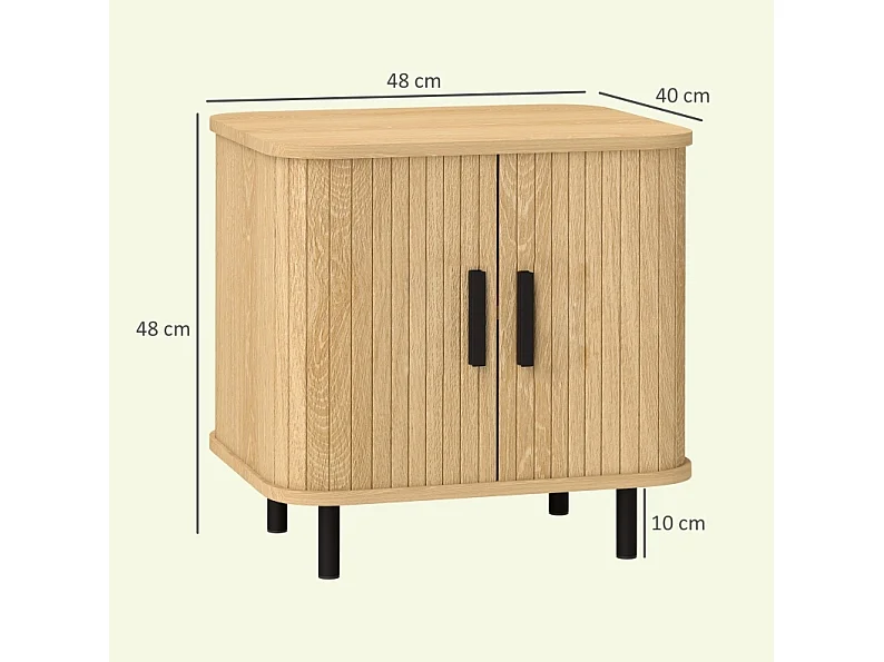 Table de chevet en bois décor chêne avec 2 portes coulissantes