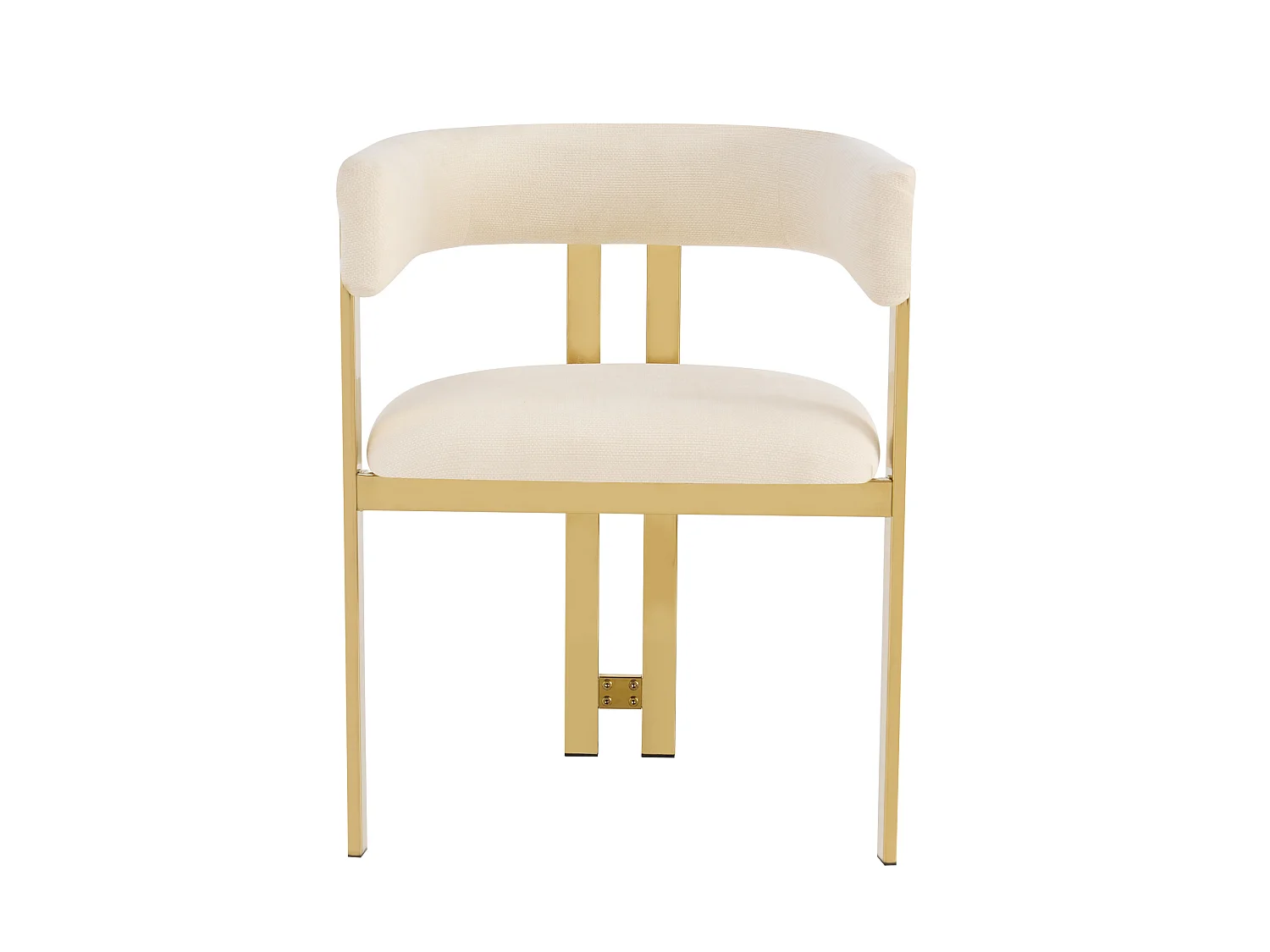 Juego de 4 sillas de comedor de chenilla - Beige y dorado