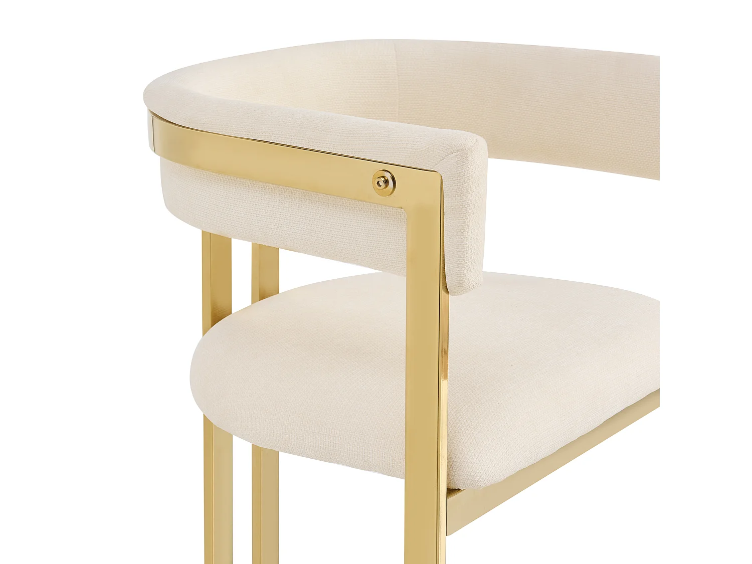 Juego de 4 sillas de comedor de chenilla - Beige y dorado
