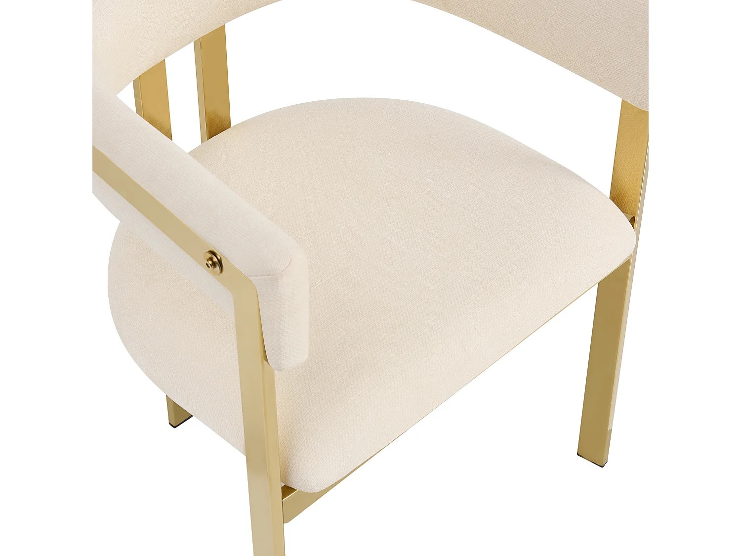 Juego de 4 sillas de comedor de chenilla - Beige y dorado