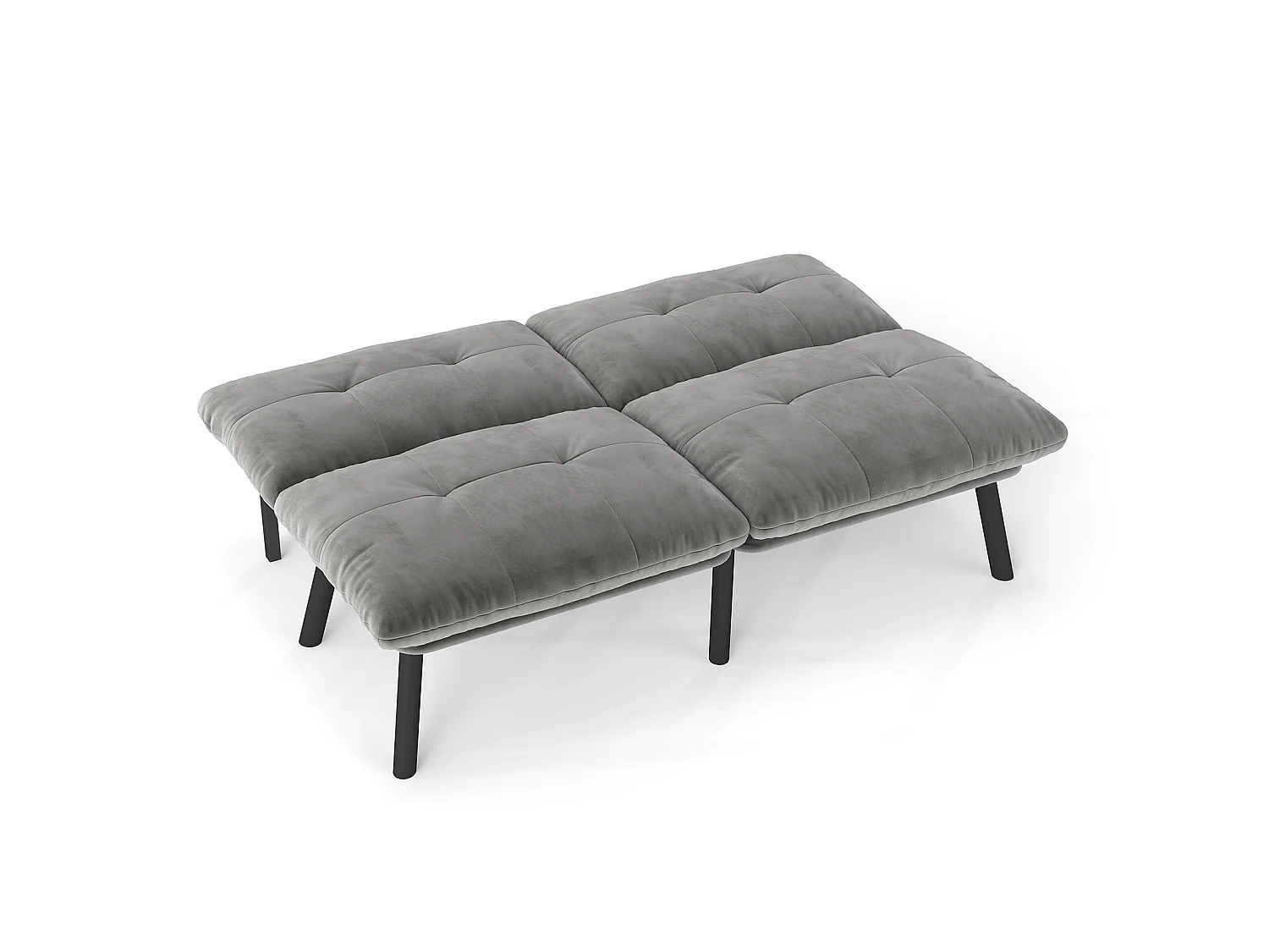 Canapé convertible 2 places gris, sans accoudoirs, futon pliable, lit d'appoint, velours